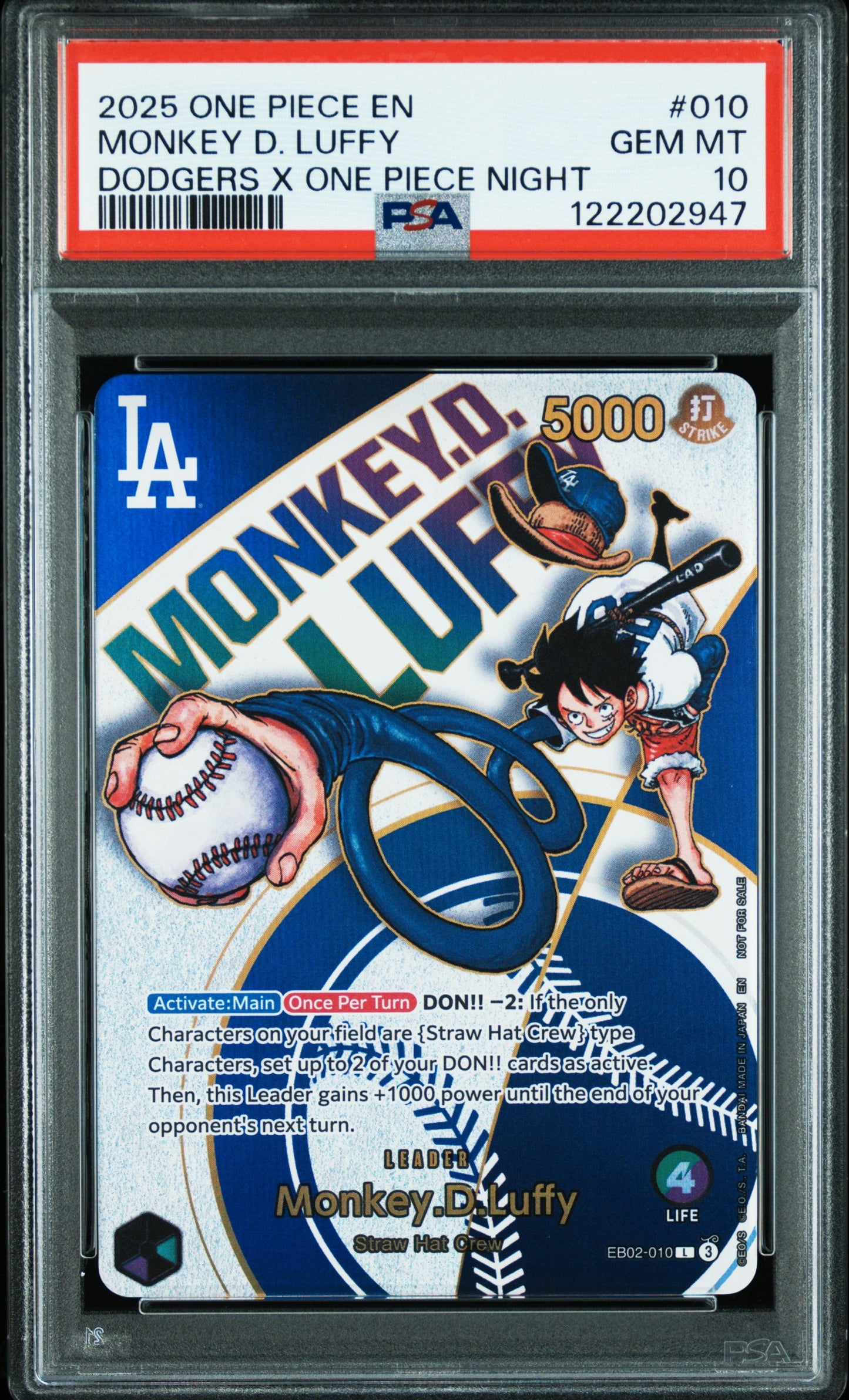 PSA 10 2025 MONKEY D. LUFFY 010 ONE PIECE PROMOS