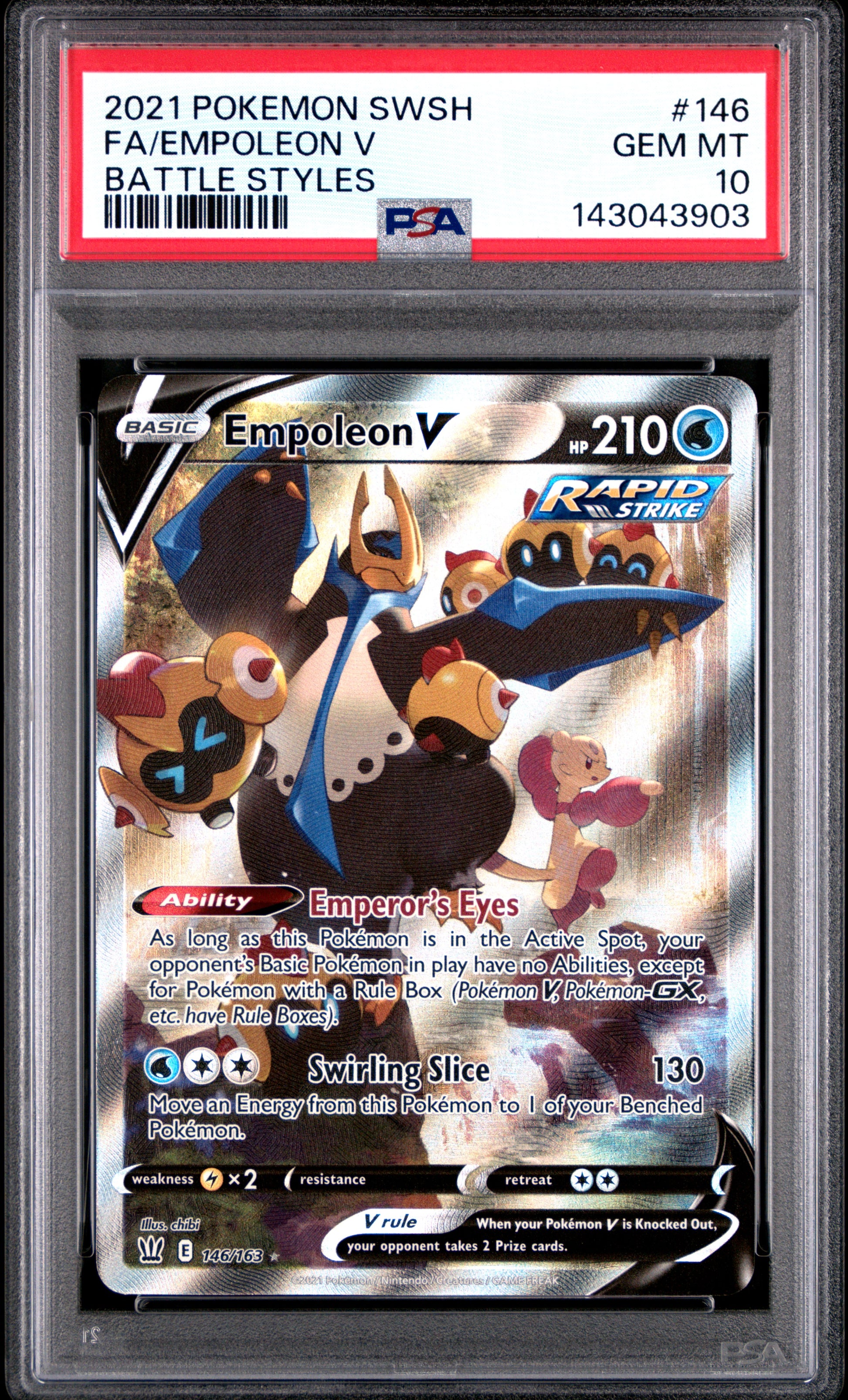 PSA 10 2021 EMPOLEON V 146 BATTLE STYLES