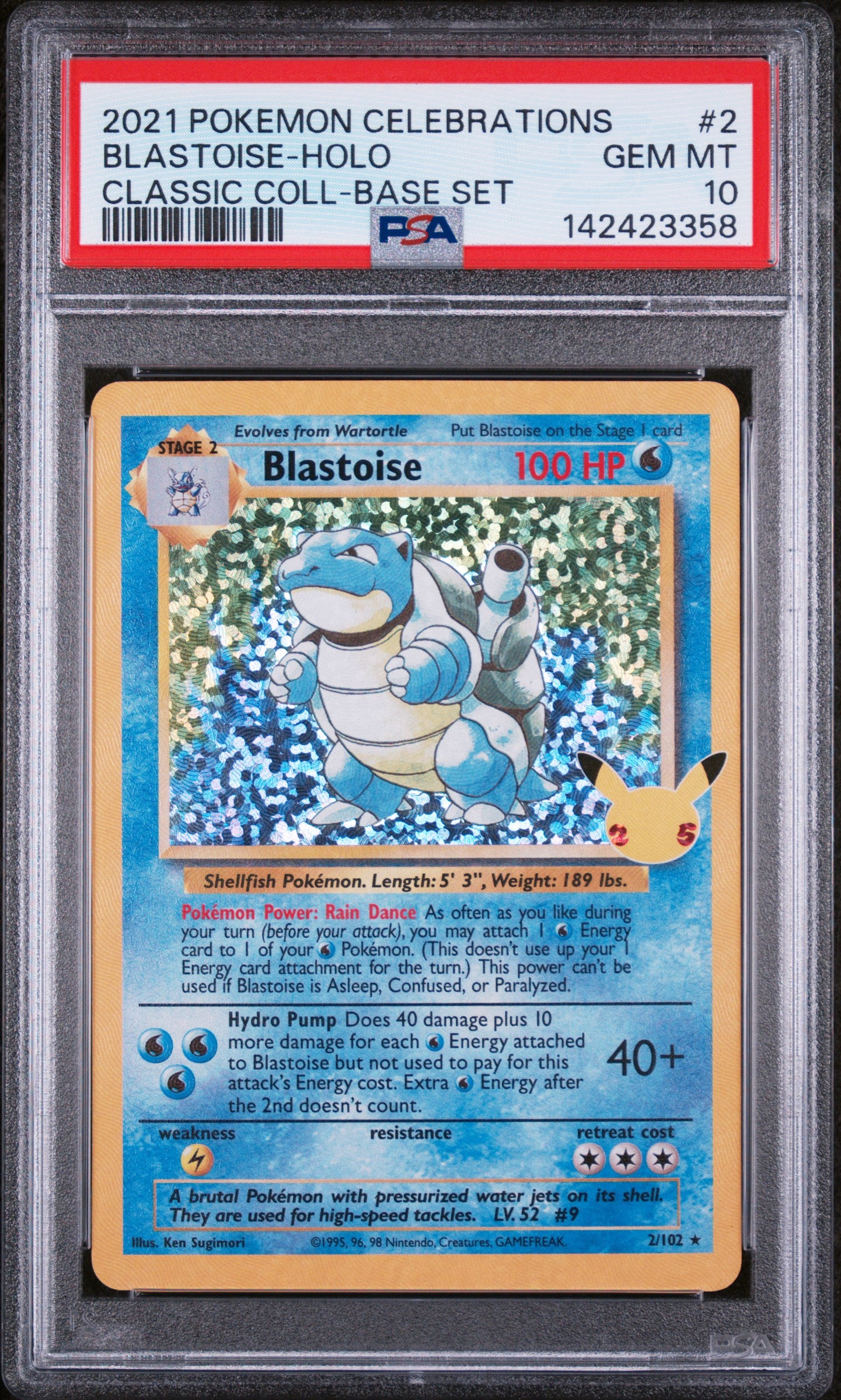 PSA 10 2021 BLASTOISE HOLO 2 CELEBRATIONS CLASSIC COLLECTION