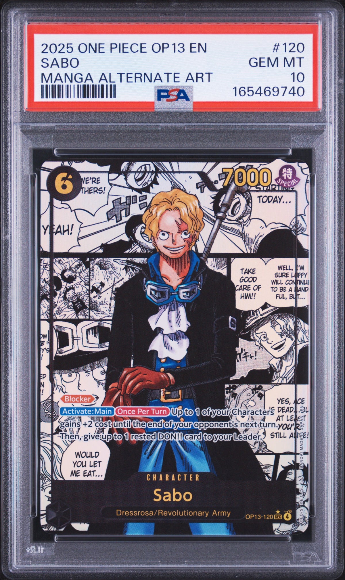 PSA 10 2025 SABO 120 ONE PIECE OP13-CARRYING ON HIS WILL