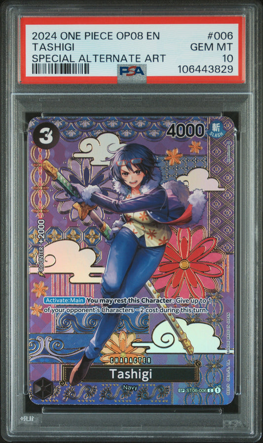 PSA 10 2024 TASHIGI 006 ONE PIECE OP08-TWO LEGENDS