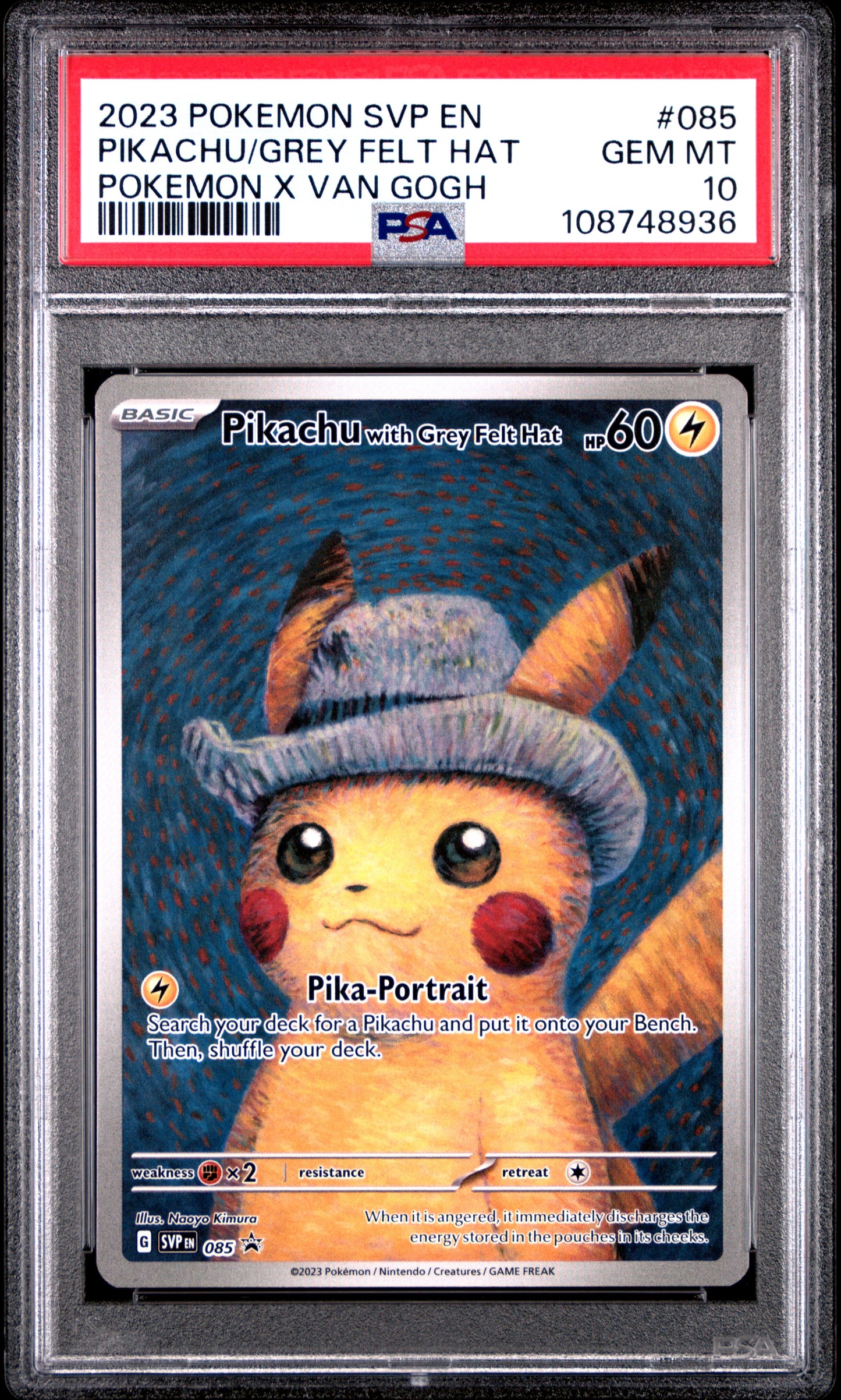 PSA 10 2023 PIKACHU WITH GREY FELT HAT 085 SV BLACK STAR PROMO