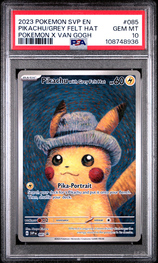 PSA 10 2023 PIKACHU WITH GREY FELT HAT 085 SV BLACK STAR PROMO