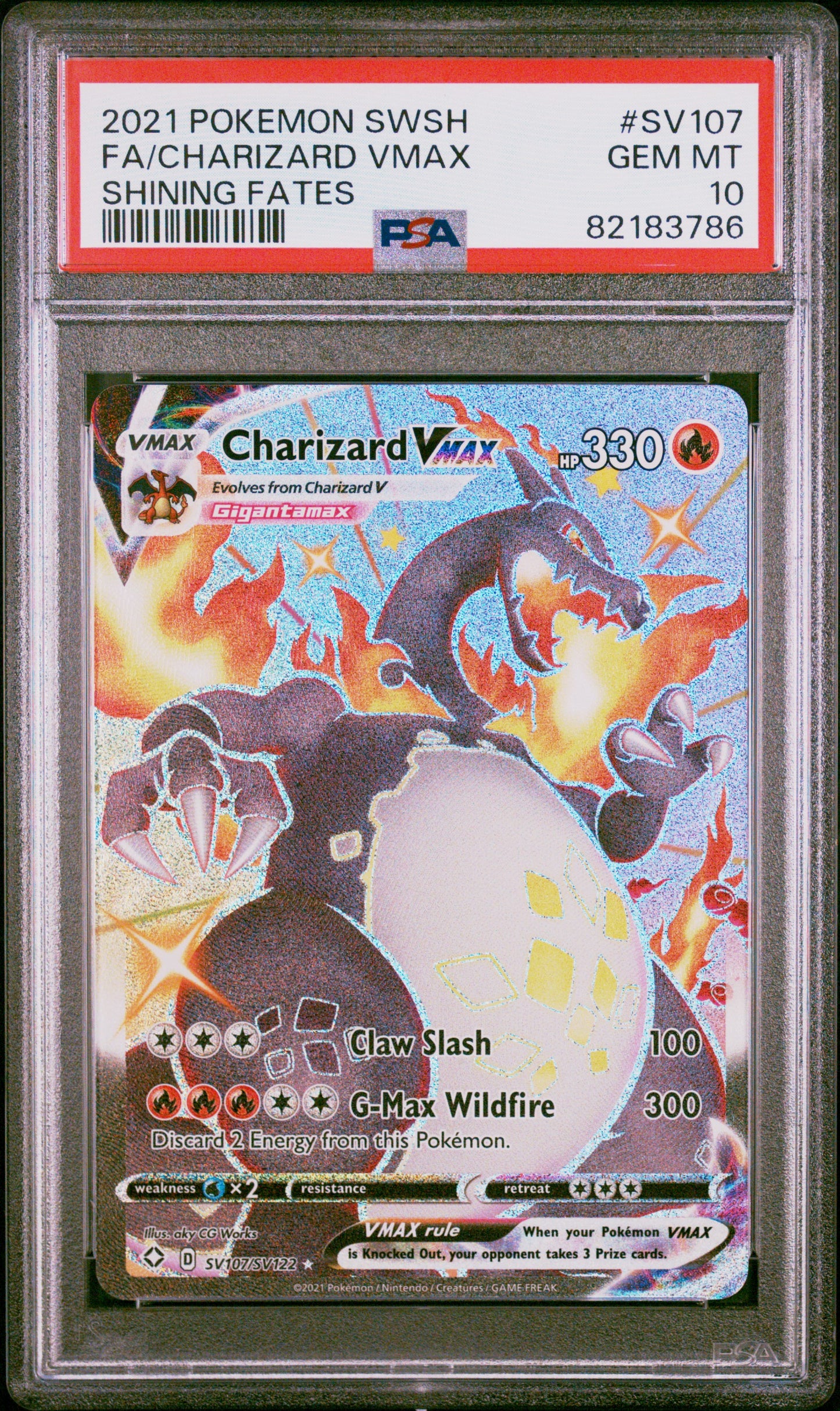 PSA 10 2021 CHARIZARD VMAX SV107 SHINING FATES