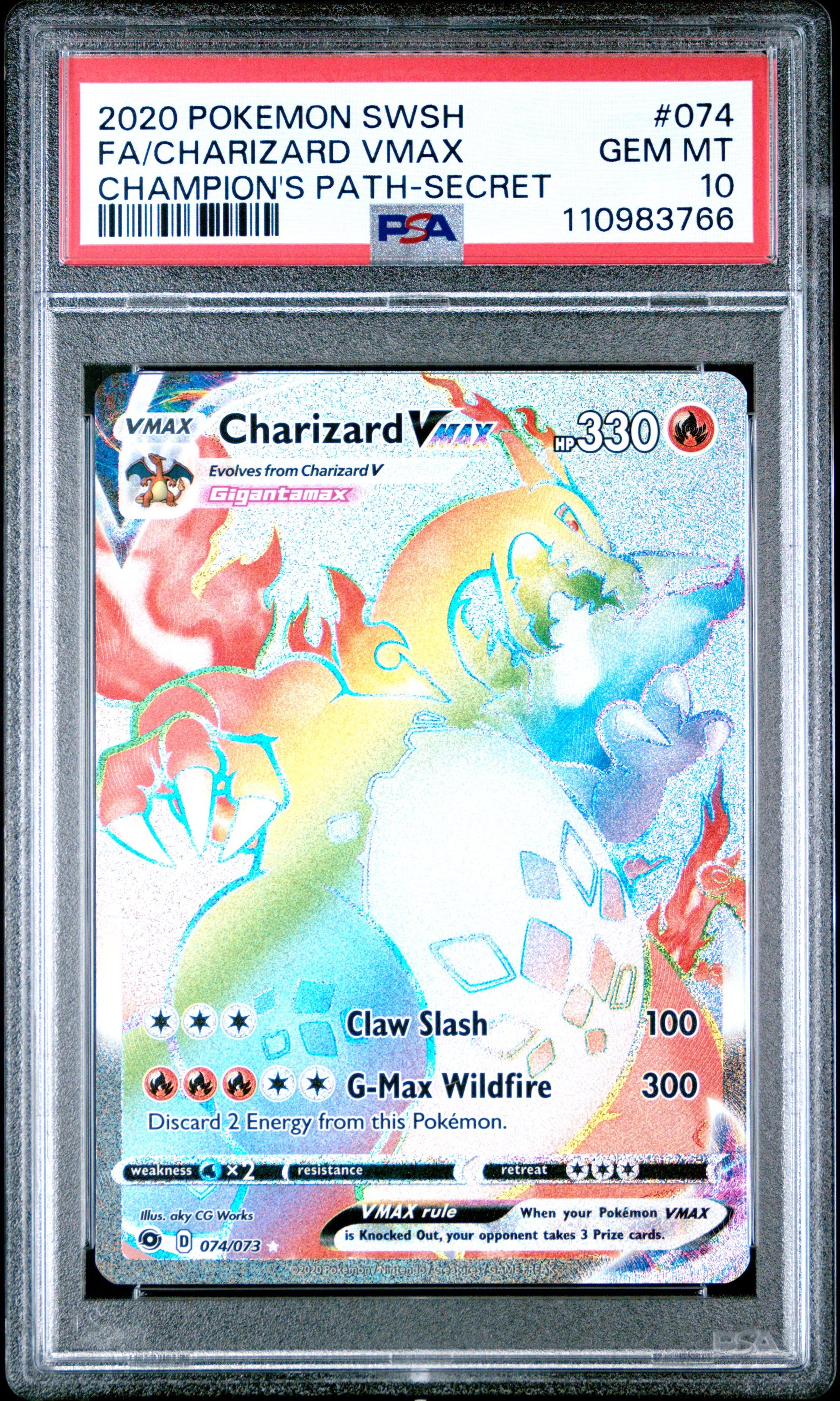 PSA 10 2020 CHARIZARD VMAX 074 CHAMPION'S PATH