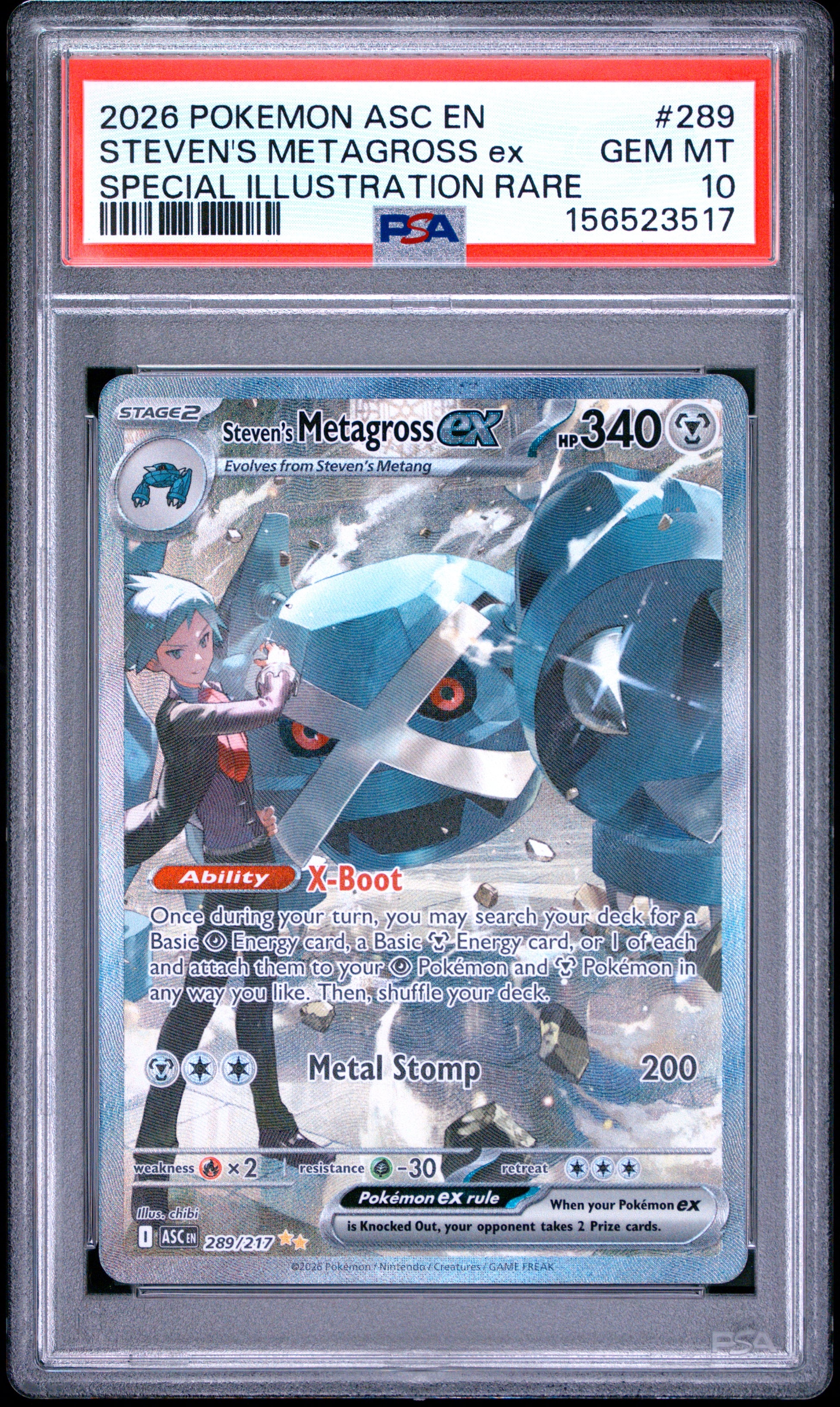PSA 10 2026 STEVEN'S METAGROSS EX 289 ASCENDED HEROES