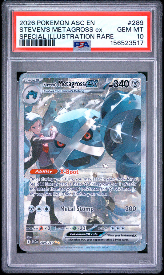PSA 10 2026 STEVEN'S METAGROSS EX 289 ASCENDED HEROES