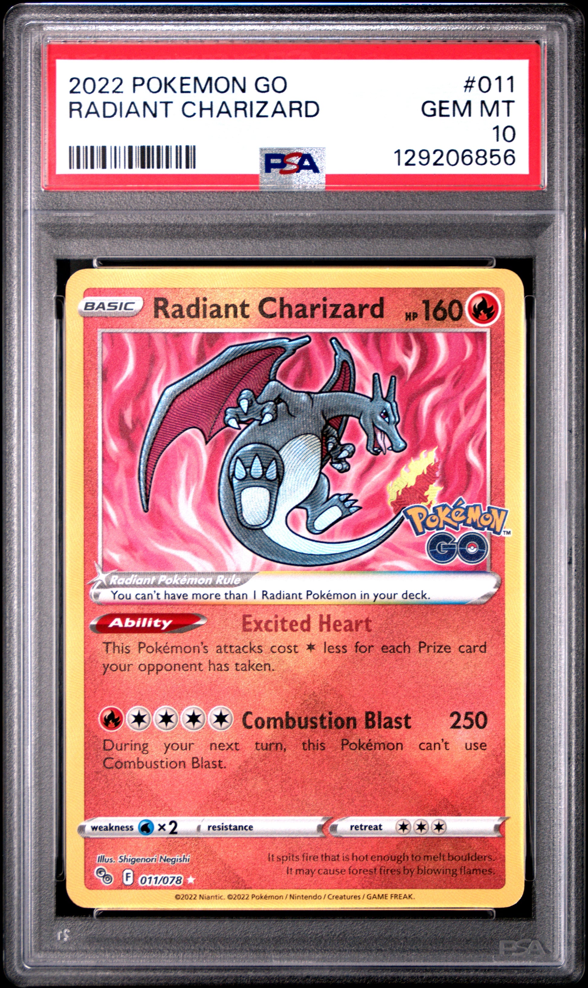 PSA 10 2022 RADIANT CHARIZARD 011 GO