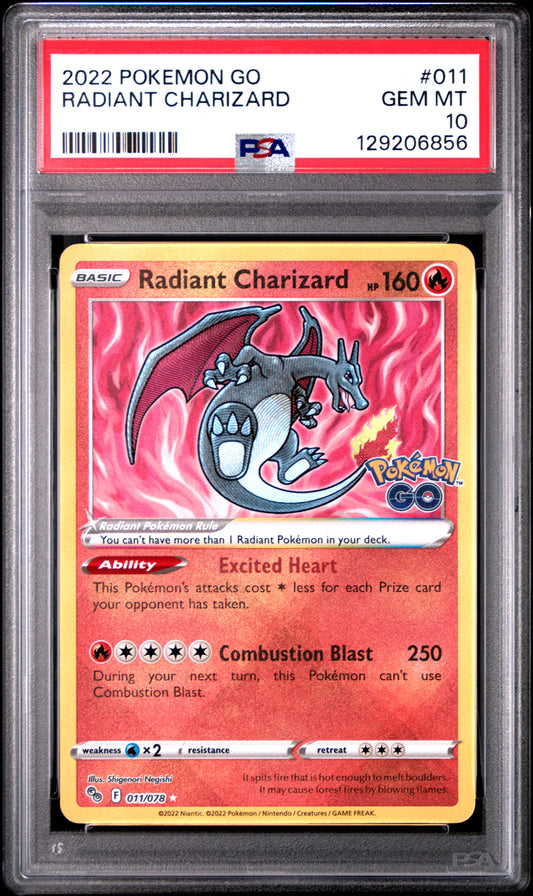 PSA 10 2022 RADIANT CHARIZARD 011 GO
