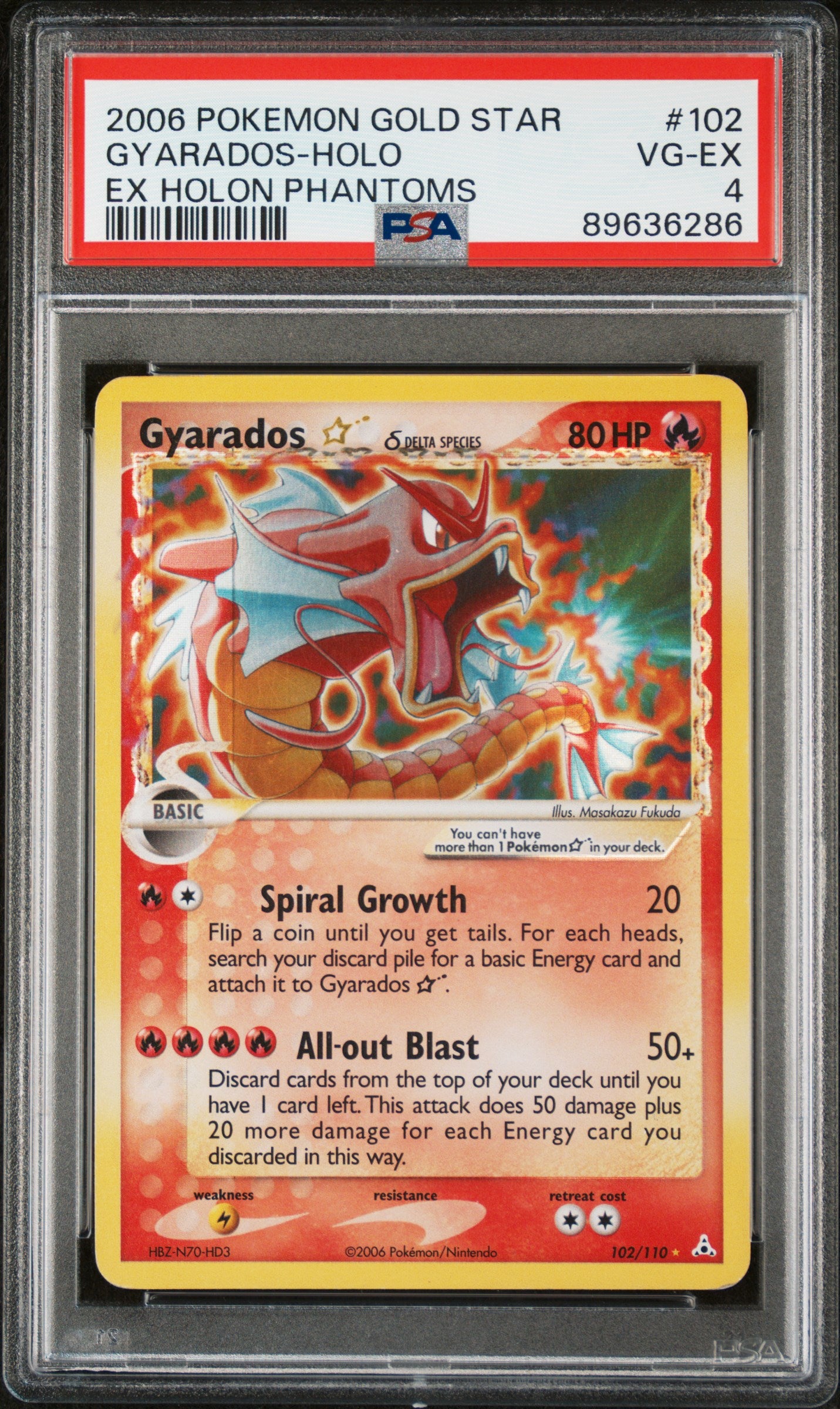 PSA 4 2006 GYARADOS HOLO 102 HOLON PHANTOMS