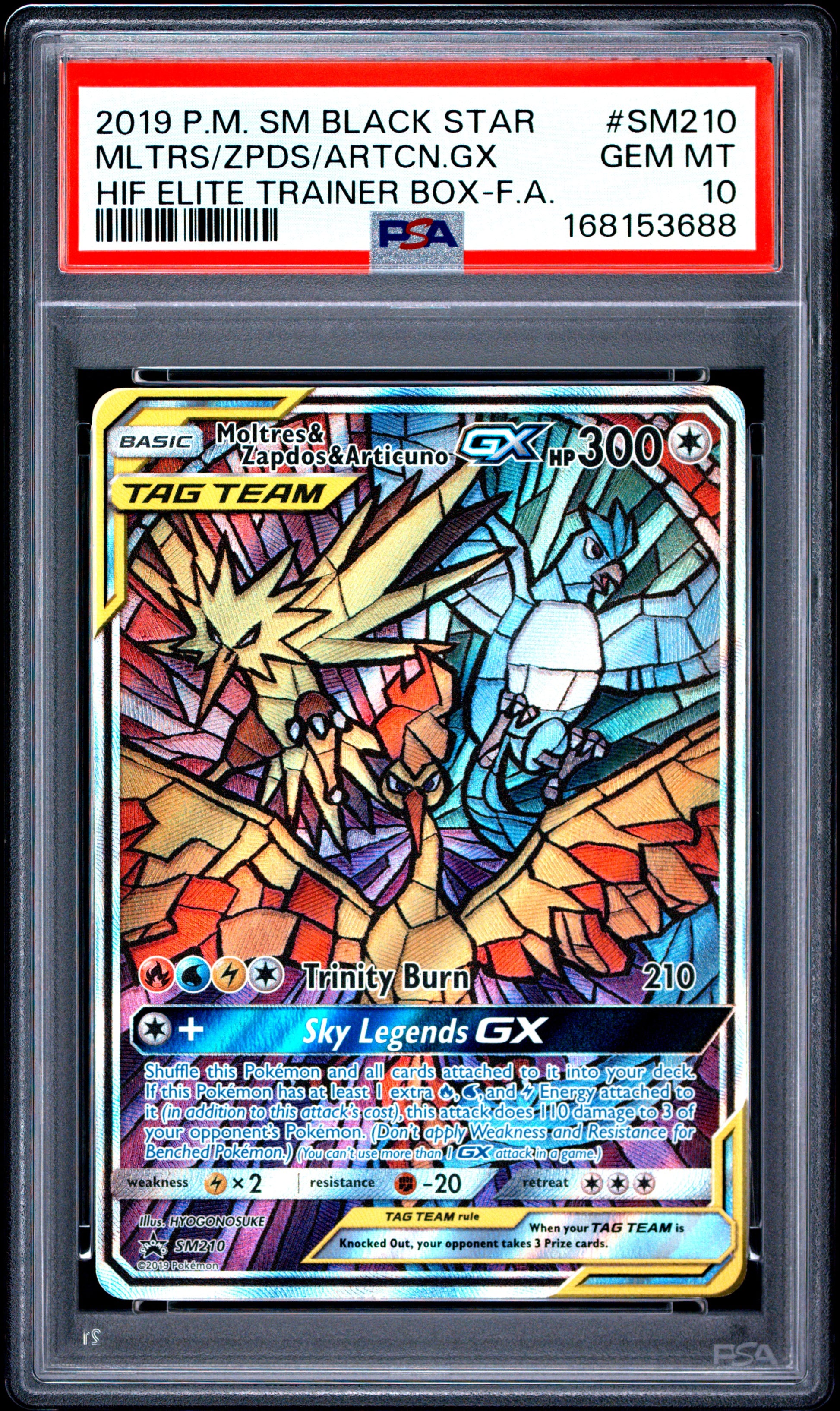 PSA 10 2019 MOLTRES & ZAPDOS & ARTICUNO GX SM210/68 SM BLACK STAR PROMO