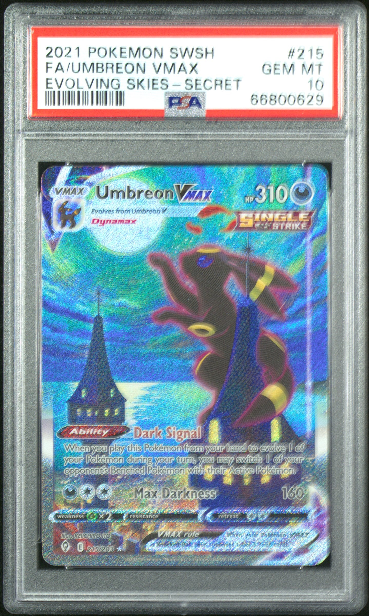 PSA 10 2021 UMBREON VMAX 215 EVOLVING SKIES