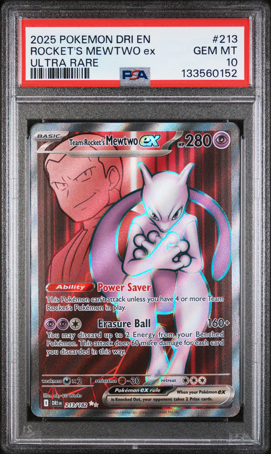 PSA 10 2025 TEAM ROCKET'S MEWTWO EX 213 DRI EN-DESTINED RIVALS