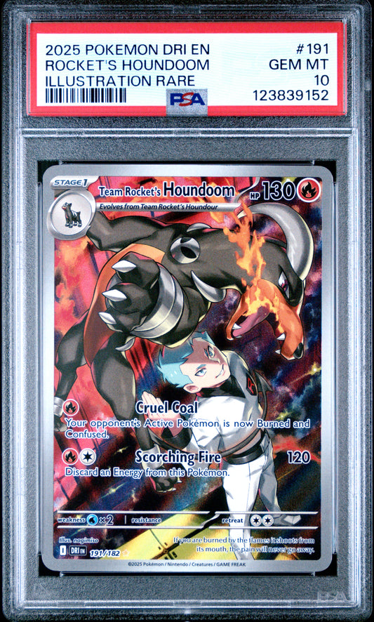 PSA 10 2025 TEAM ROCKET'S HOUNDOOM 191 DRI EN-DESTINED RIVALS