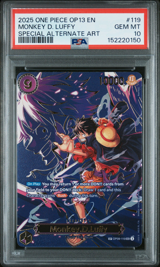 PSA 10 2025 MONKEY D. LUFFY 119 ONE PIECE OP13-CARRYING ON HIS WILL