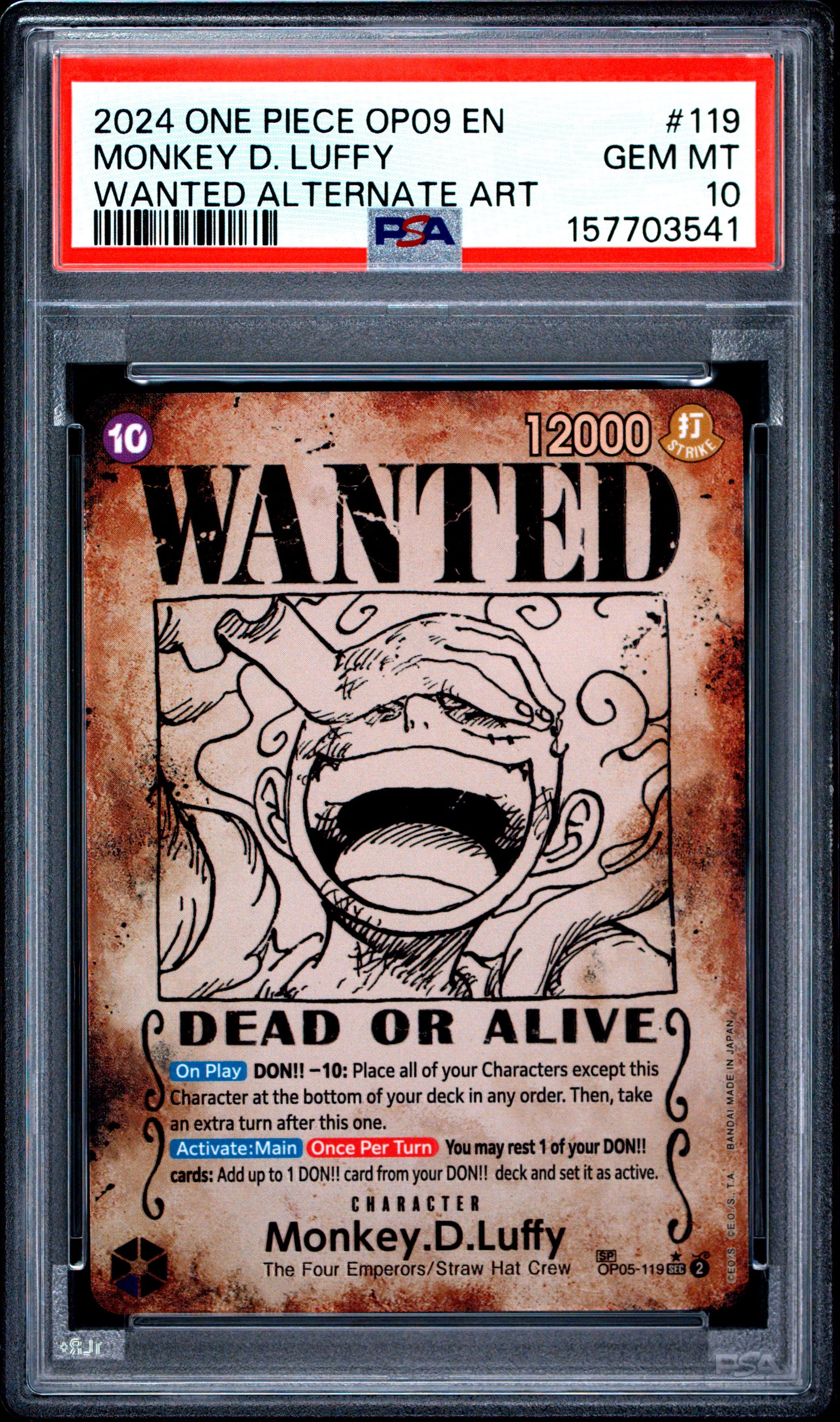 PSA 10 2024 MONKEY D. LUFFY 119 ONE PIECE OP09-EMPERORS IN THE NEW WORLD