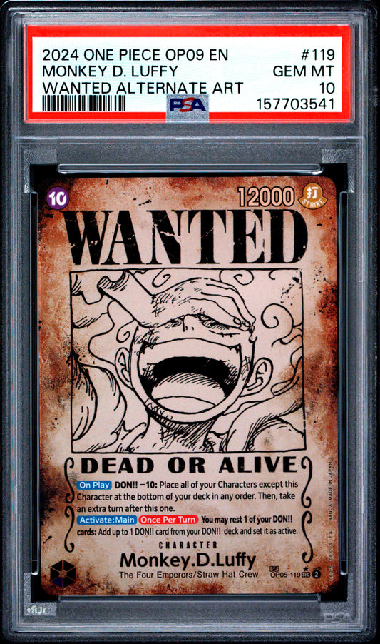 PSA 10 2024 MONKEY D. LUFFY 119 ONE PIECE OP09-EMPERORS IN THE NEW WORLD