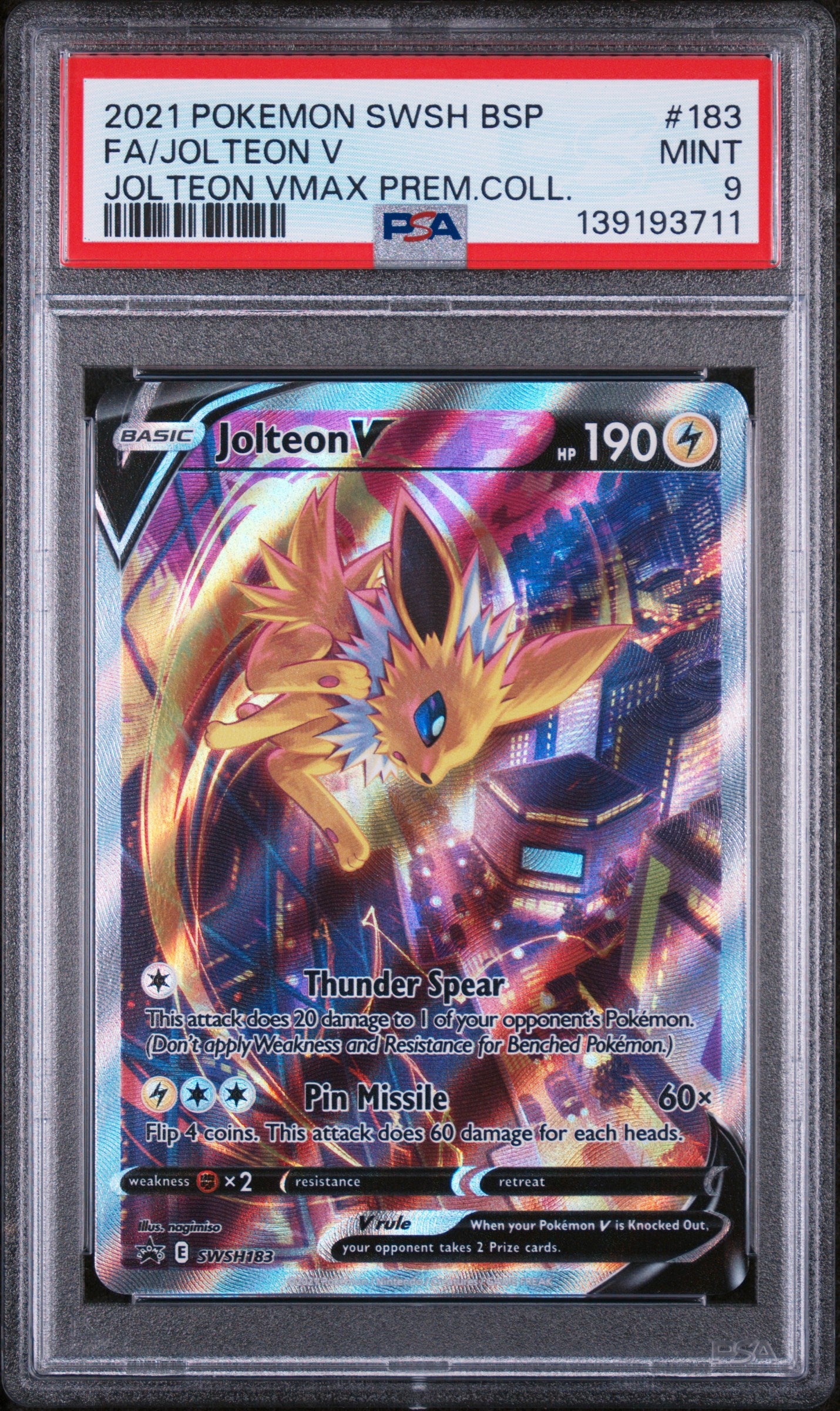 PSA 9 2021 JOLTEON V 183 SWSH BLACK STAR PROMO