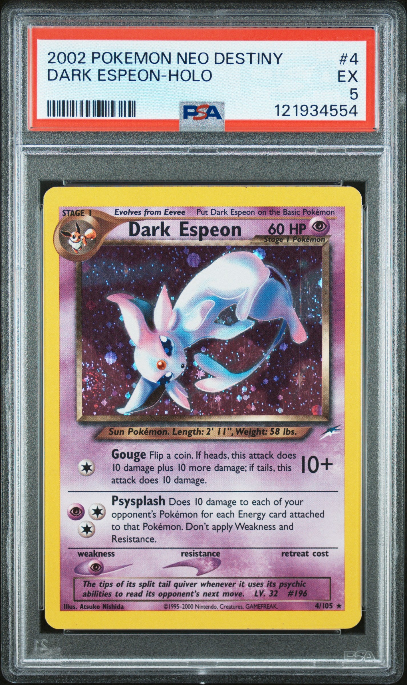 PSA 5 2002 DARK ESPEON HOLO 4 NEO DESTINY