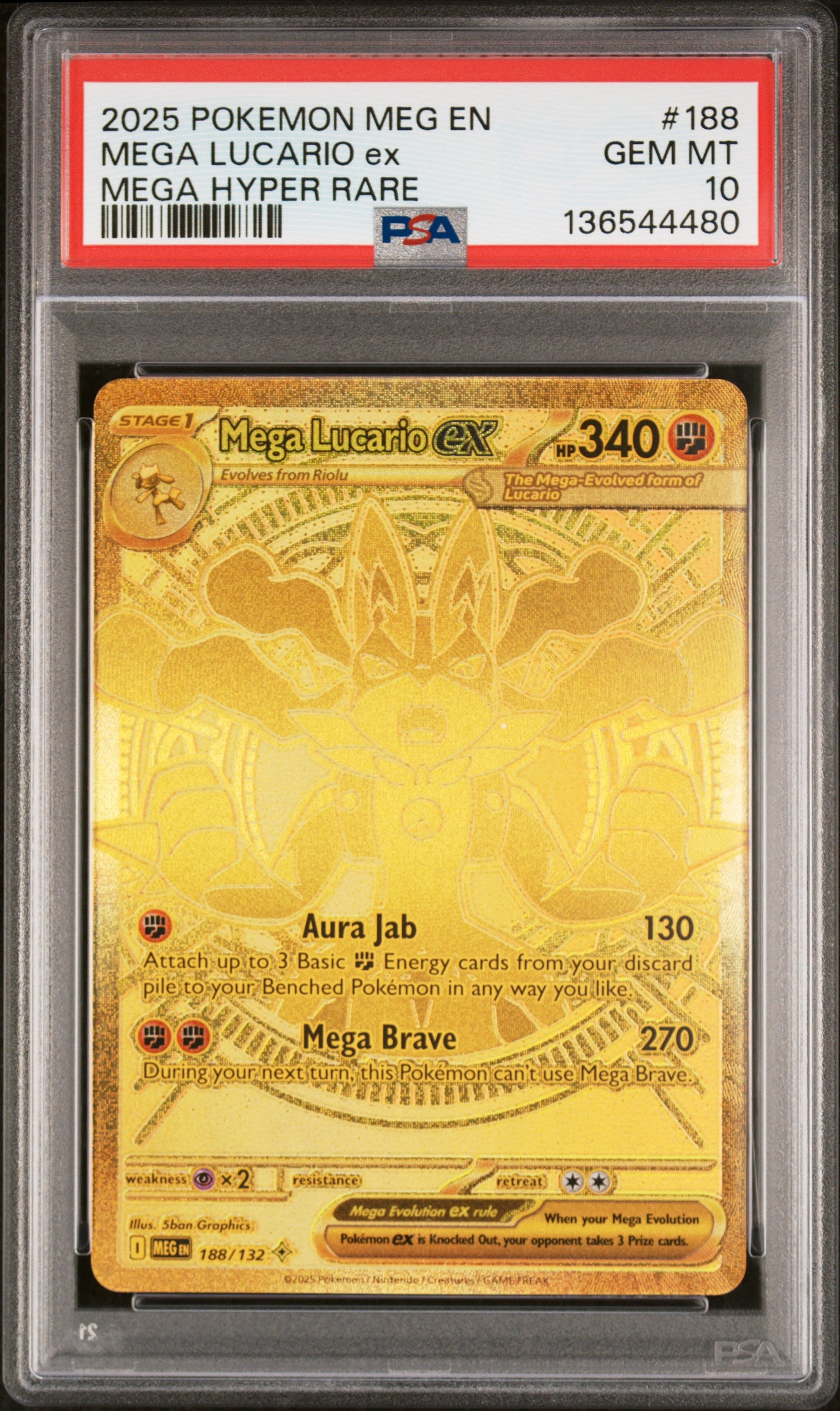 PSA 10 2025 MEGA LUCARIO EX 188/132 MEGA EVOLUTION
