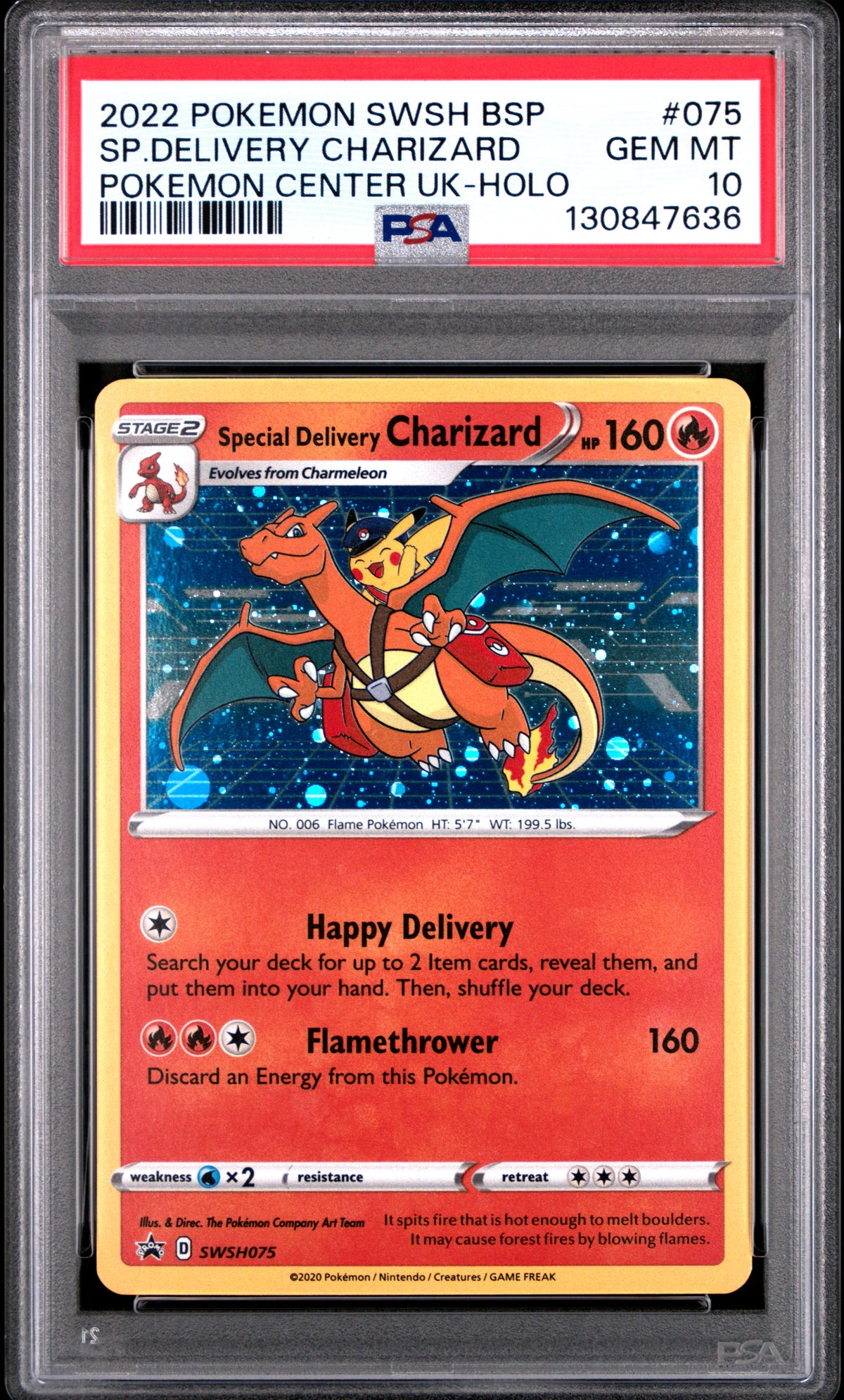 PSA 10 2022 SPECIAL DELIVERY CHARIZARD HOLO 075 SWSH BLACK STAR PROMO