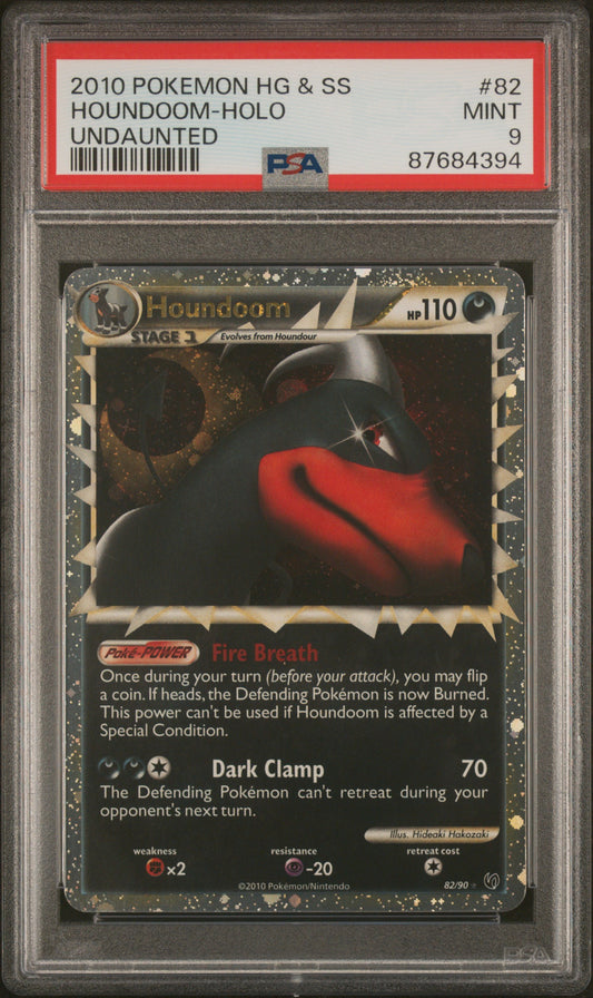 PSA 9 2010 HOUNDOOM HOLO 82 HEARTGOLD & SOULSILVER UNDAUNTED