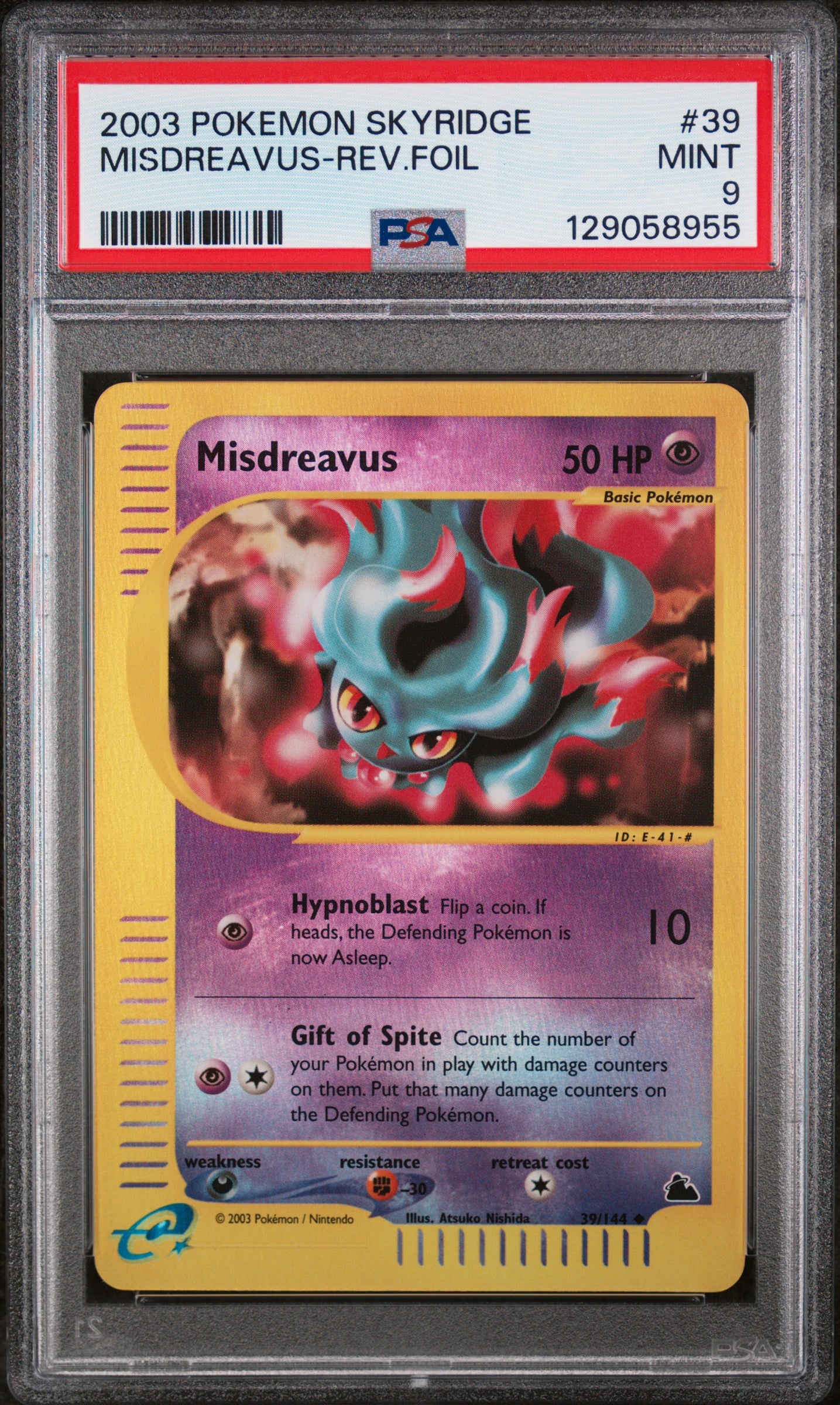 PSA 9 2003 MISDREAVUS REVERSE HOLO 39 SKYRIDGE