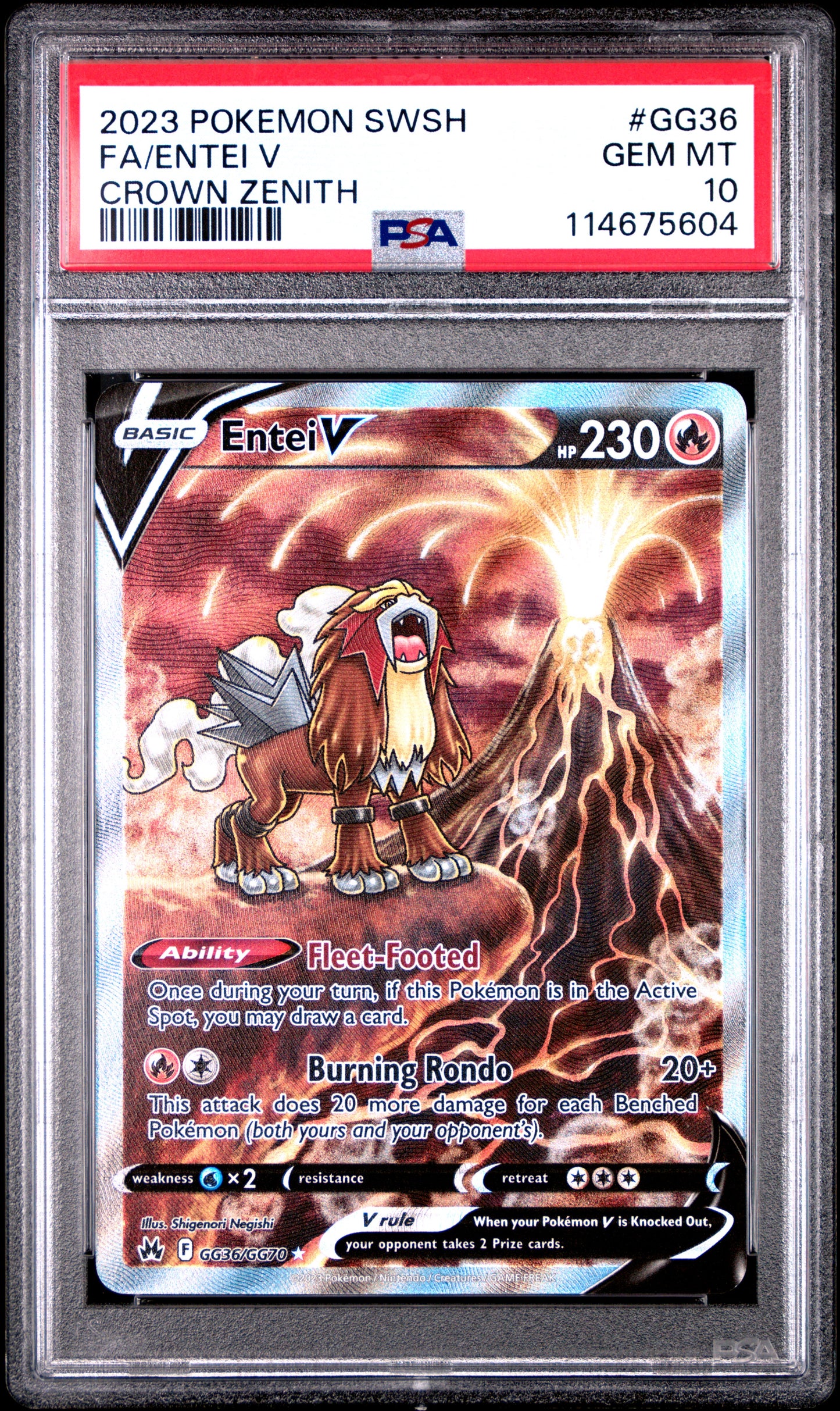 PSA 10 2023 ENTEI V GG36/GG70 SWORD SHIELD CROWN ZENITH