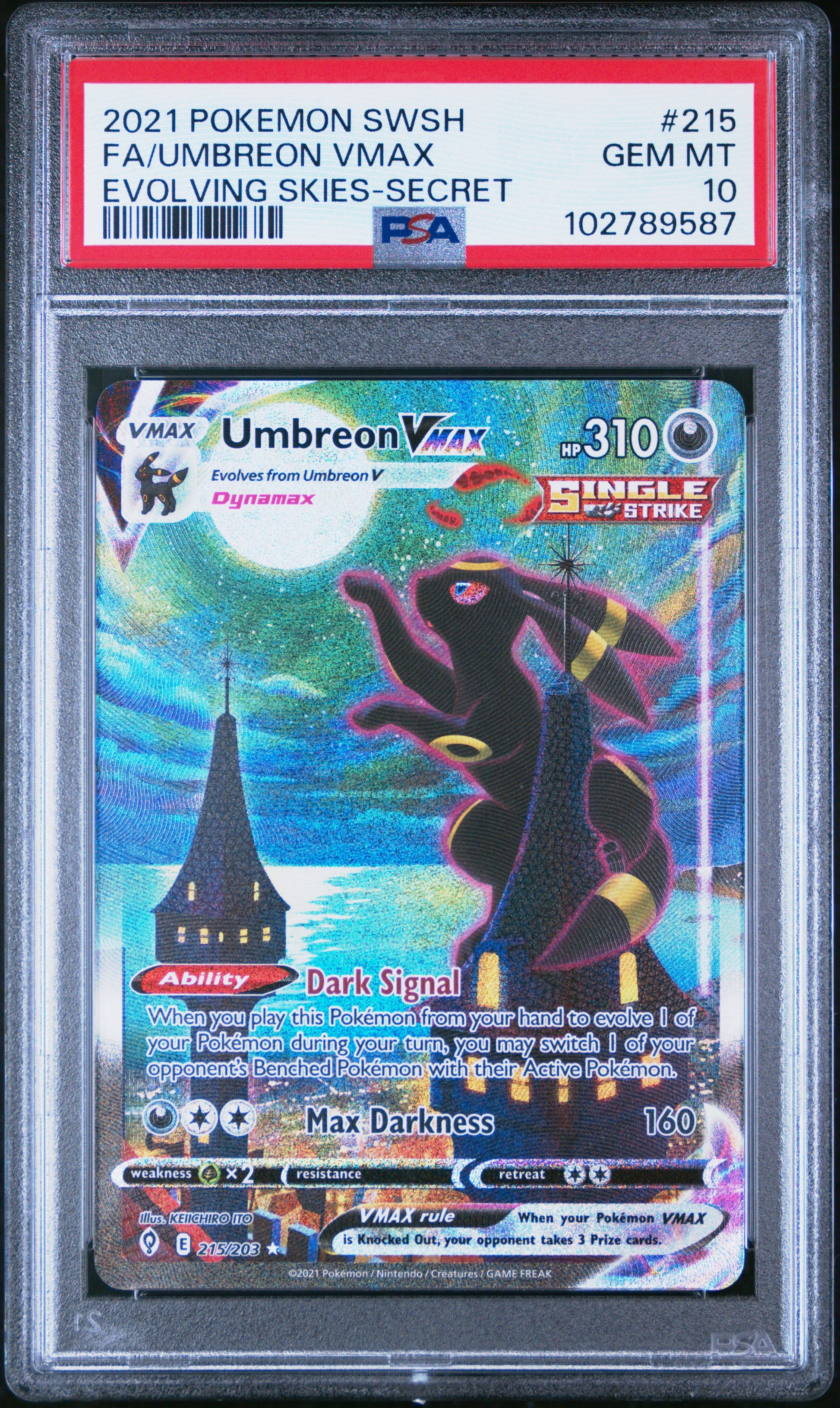 PSA 10 2021 UMBREON VMAX 215 EVOLVING SKIES