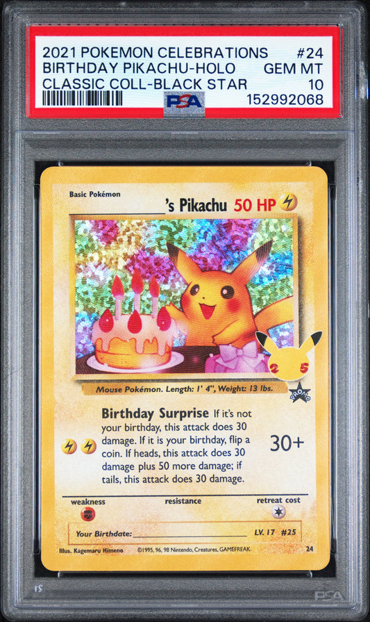 PSA 10 2021 BIRTHDAY PIKACHU HOLO 24 CELEBRATIONS CLASSIC COLLECTION