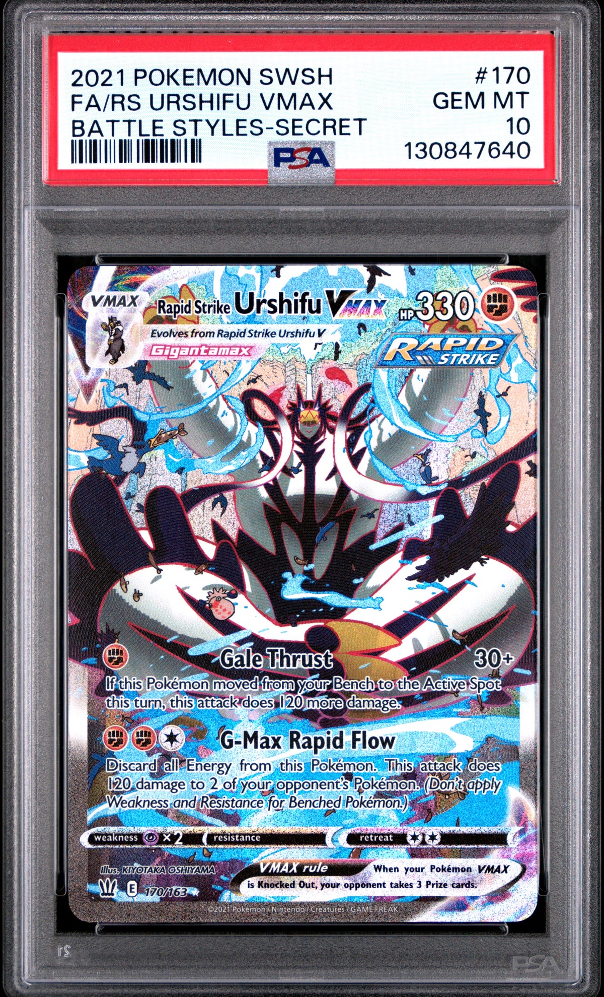 PSA 10 2021 RAPID STRIKE URSHIFU VMAX 170/163 BATTLE STYLES