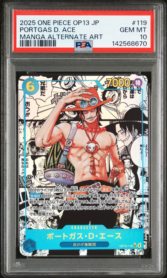 PSA 10 2025 PORTGAS D. ACE 119 ONE PIECE OP13-CARRYING ON HIS WILL