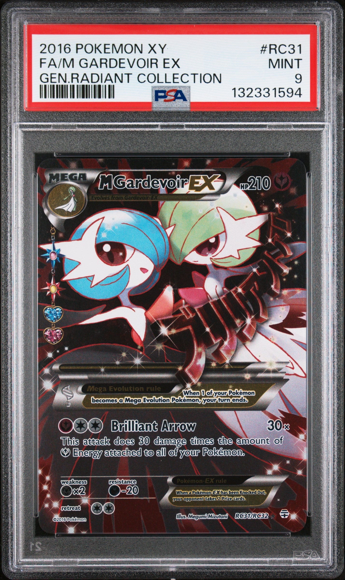 PSA 9 2016 M GARDEVOIR EX RC31 GENERATIONS RADIANT COLLECTION