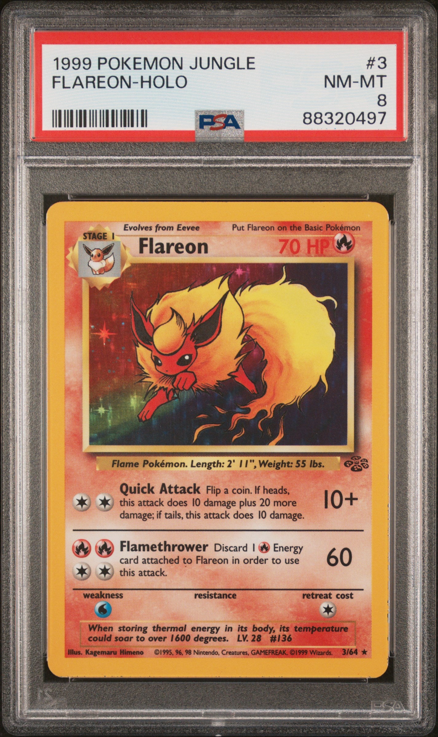 PSA 8 1999 FLAREON HOLO 3 JUNGLE