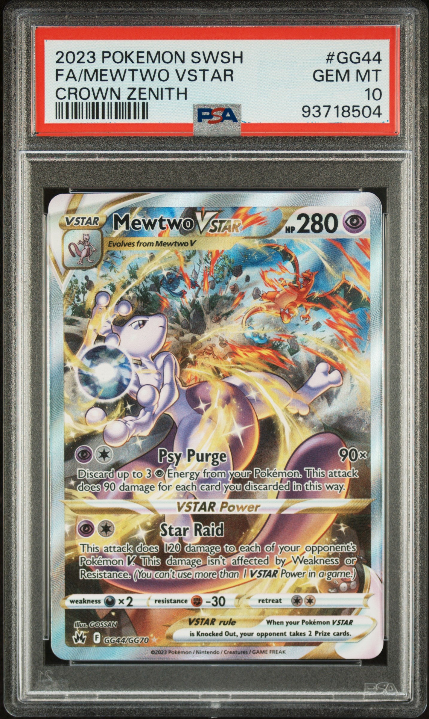 PSA 10 2023 MEWTWO VSTAR GG44 SWORD SHIELD CROWN ZENITH