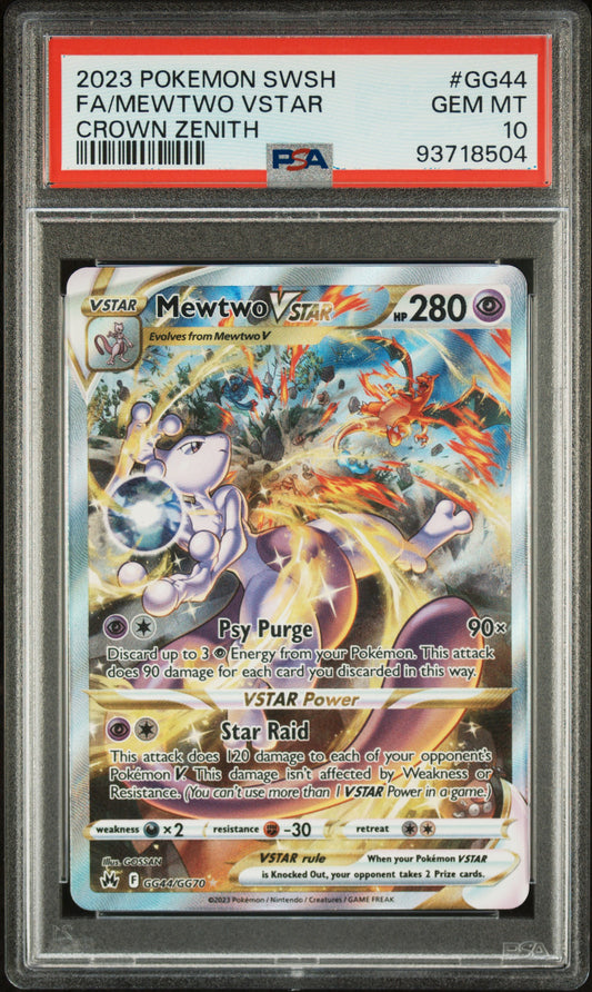 PSA 10 2023 MEWTWO VSTAR GG44 SWORD SHIELD CROWN ZENITH