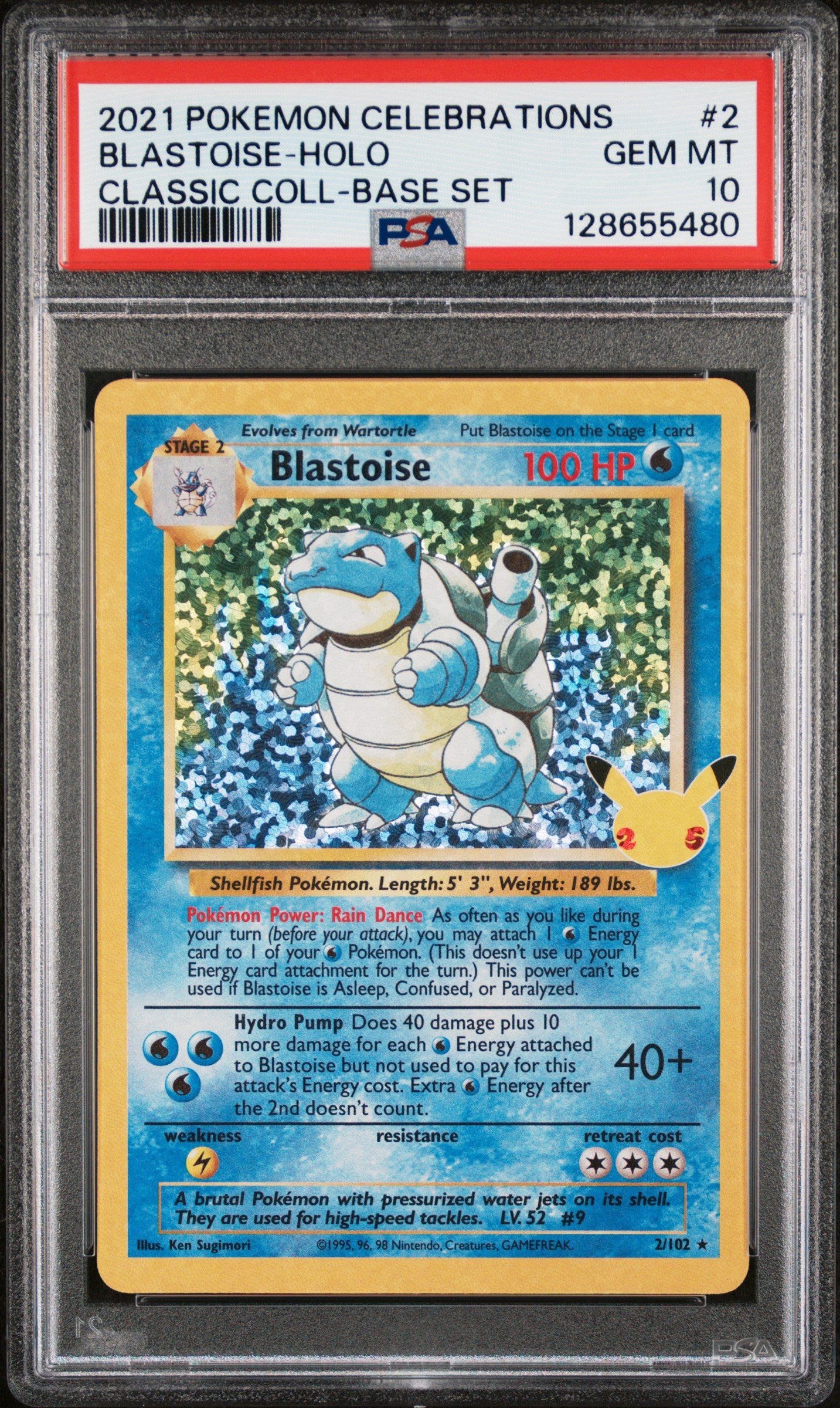 PSA 10 2021 BLASTOISE HOLO 2 CELEBRATIONS CLASSIC COLLECTION