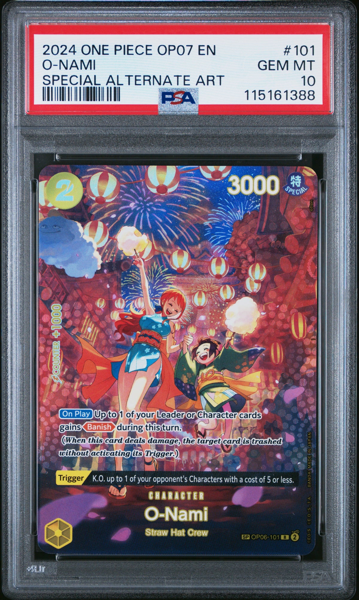 PSA 10 2024 O-NAMI 101 ONE PIECE OP07-500 YEARS IN THE FUTURE