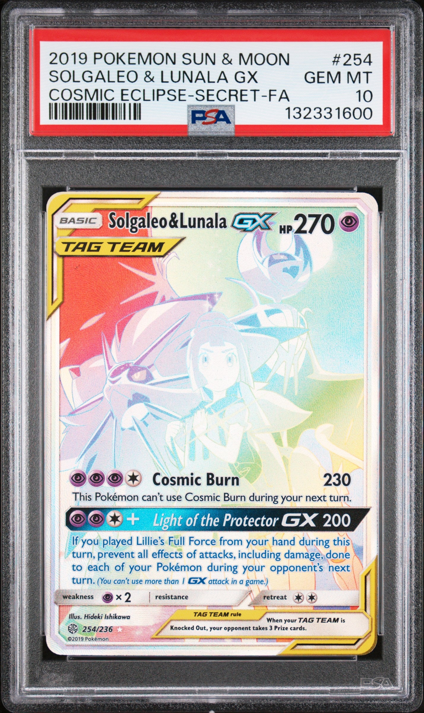 PSA 10 2019 SOLGALEO & LUNALA GX 254 COSMIC ECLIPSE