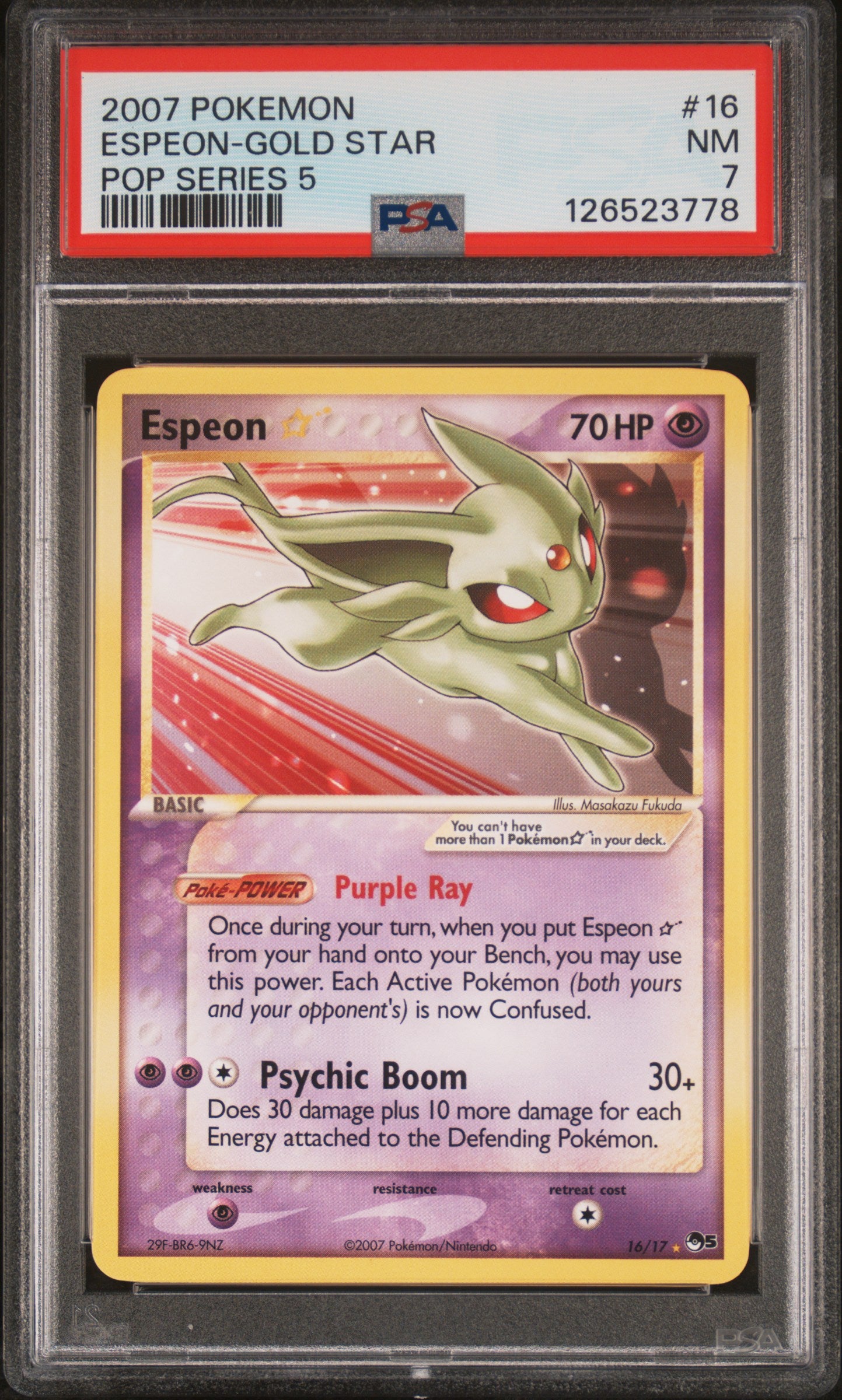PSA 7 2007 ESPEON-GOLD STAR 16 POP 5