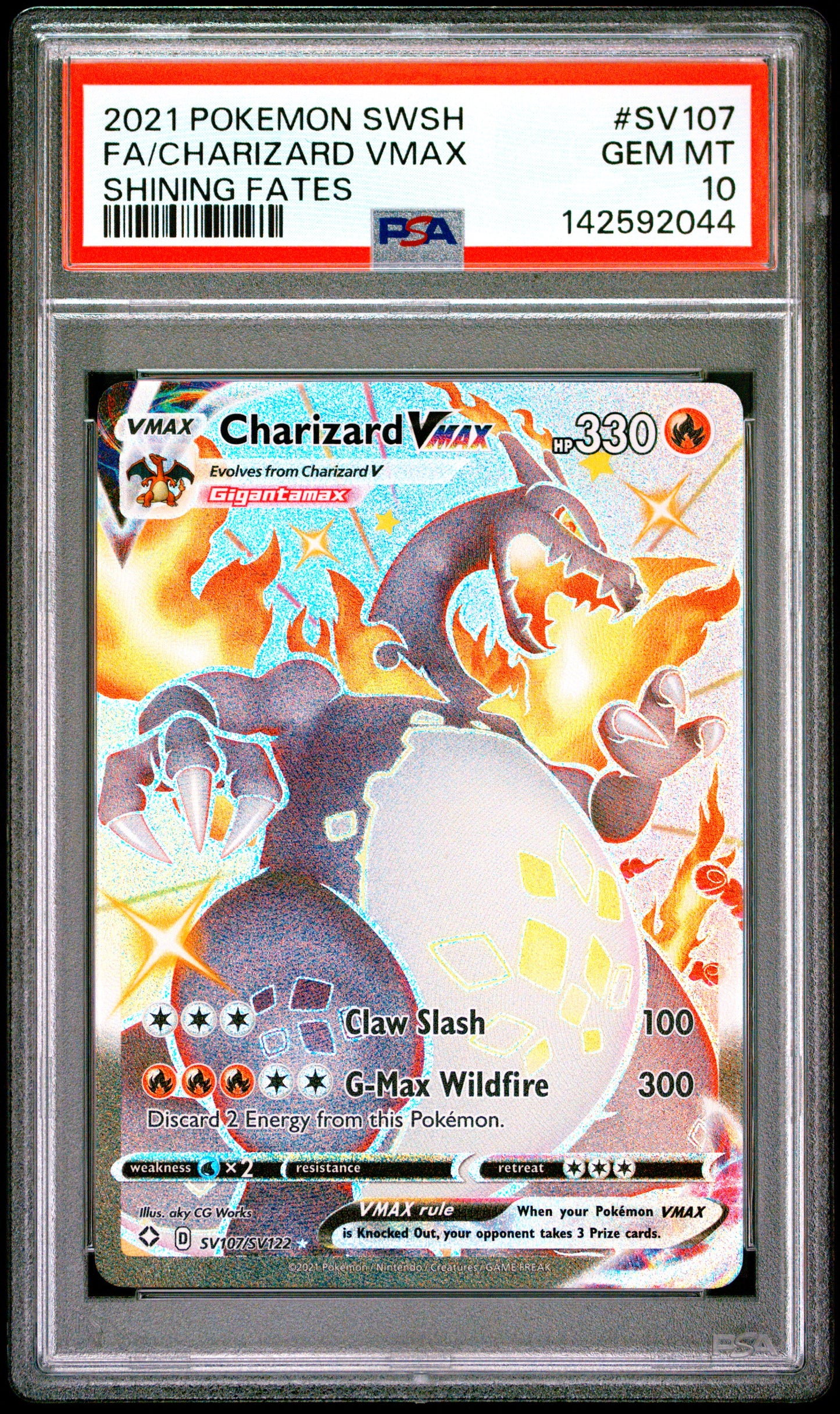 PSA 10 2021 CHARIZARD VMAX SV107 SHINING FATES