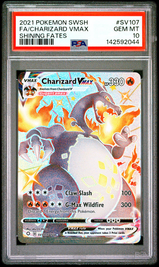 PSA 10 2021 CHARIZARD VMAX SV107 SHINING FATES