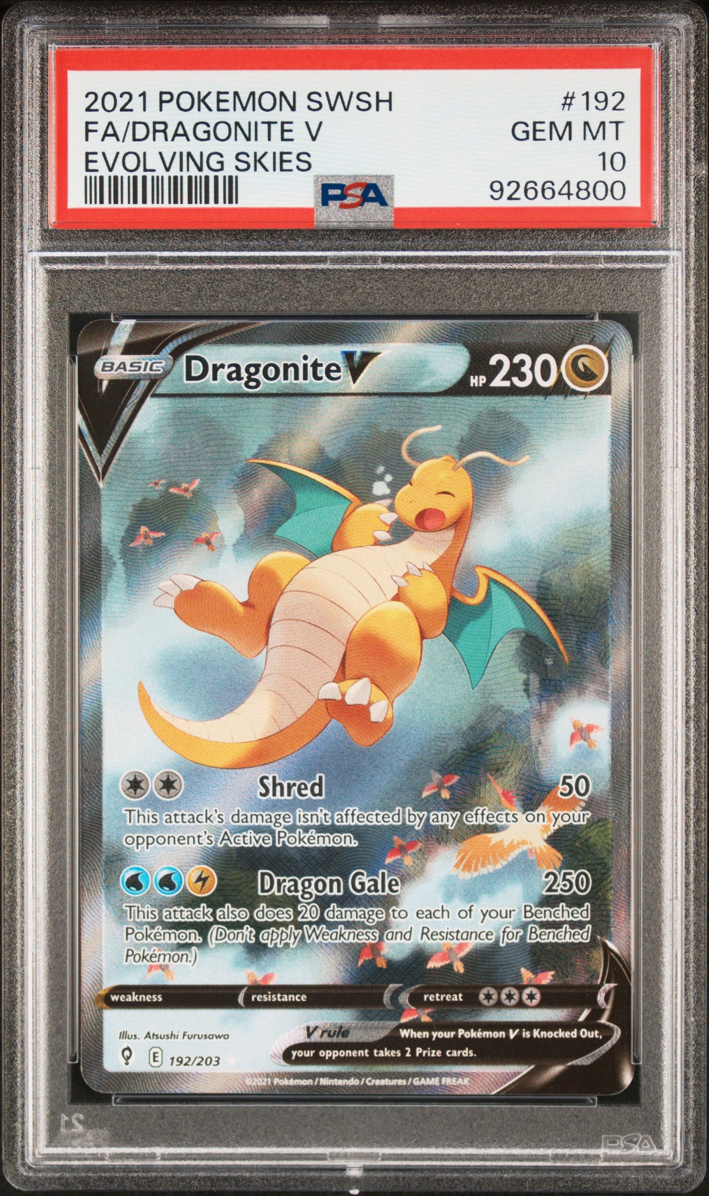 PSA 10 2021 DRAGONITE V 192 EVOLVING SKIES