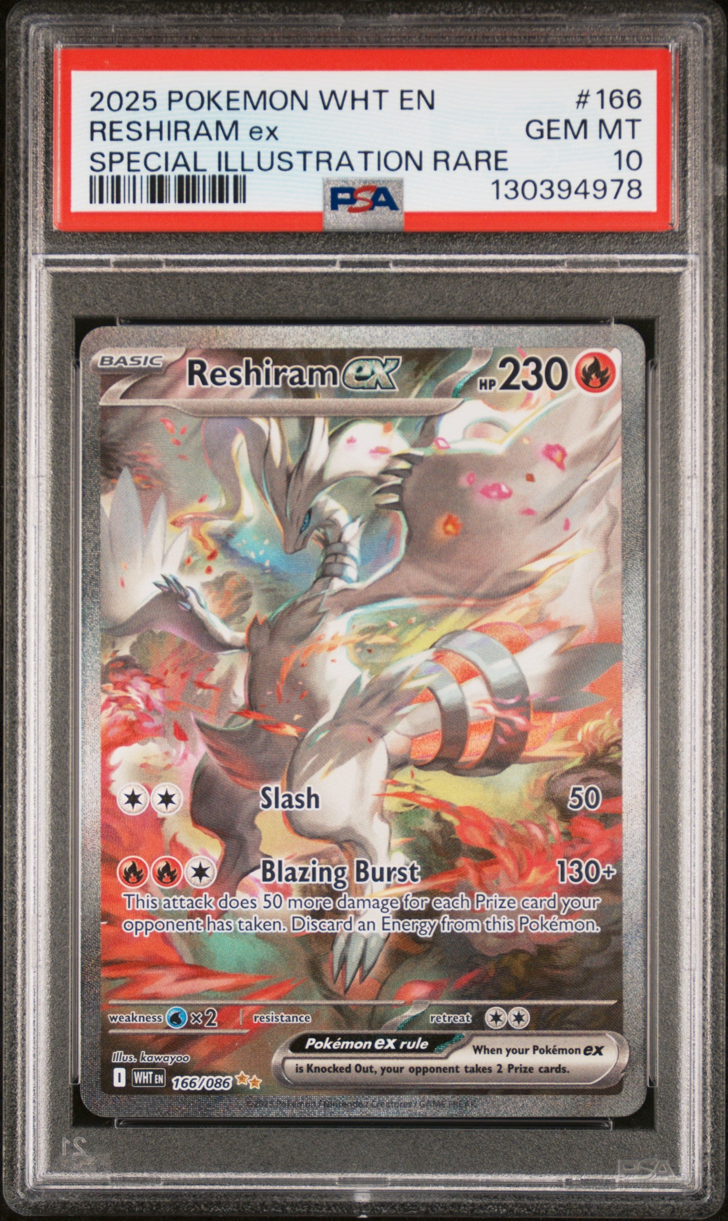PSA 10 2025 RESHIRAM EX 166 WHT EN-WHITE FLARE