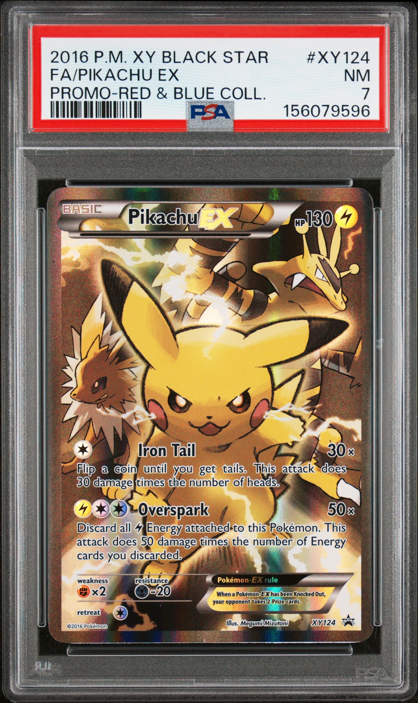 PSA 7 2016 PIKACHU EX XY124 BLACK STAR PROMO