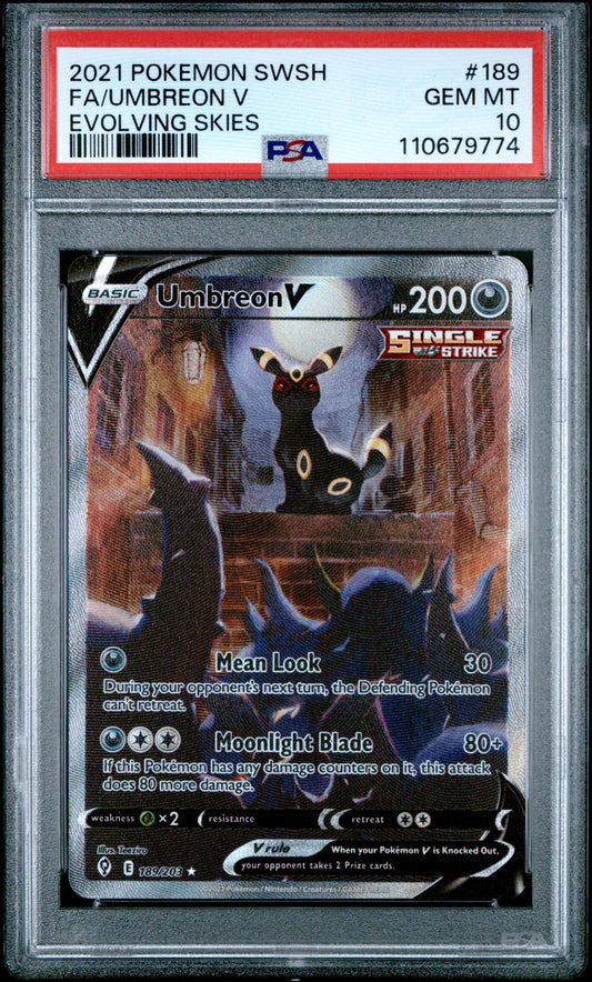 PSA 10 2021 UMBREON V 189 EVOLVING SKIES