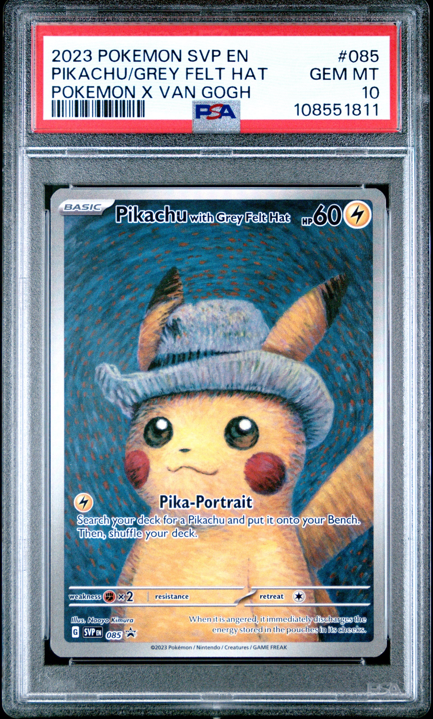 PSA 10 2023 PIKACHU WITH GREY FELT HAT 085 SVP EN-SV BLACK STAR PROMO