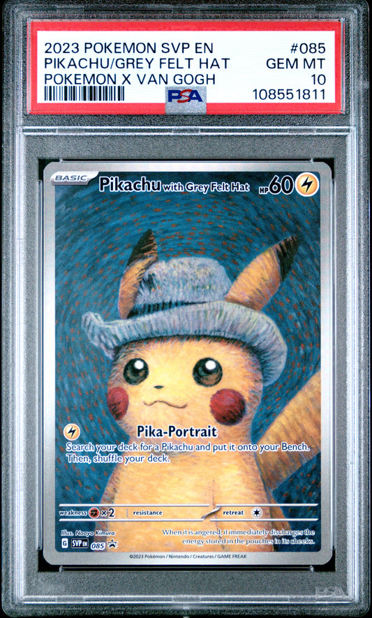 PSA 10 2023 PIKACHU WITH GREY FELT HAT 085 SVP EN-SV BLACK STAR PROMO