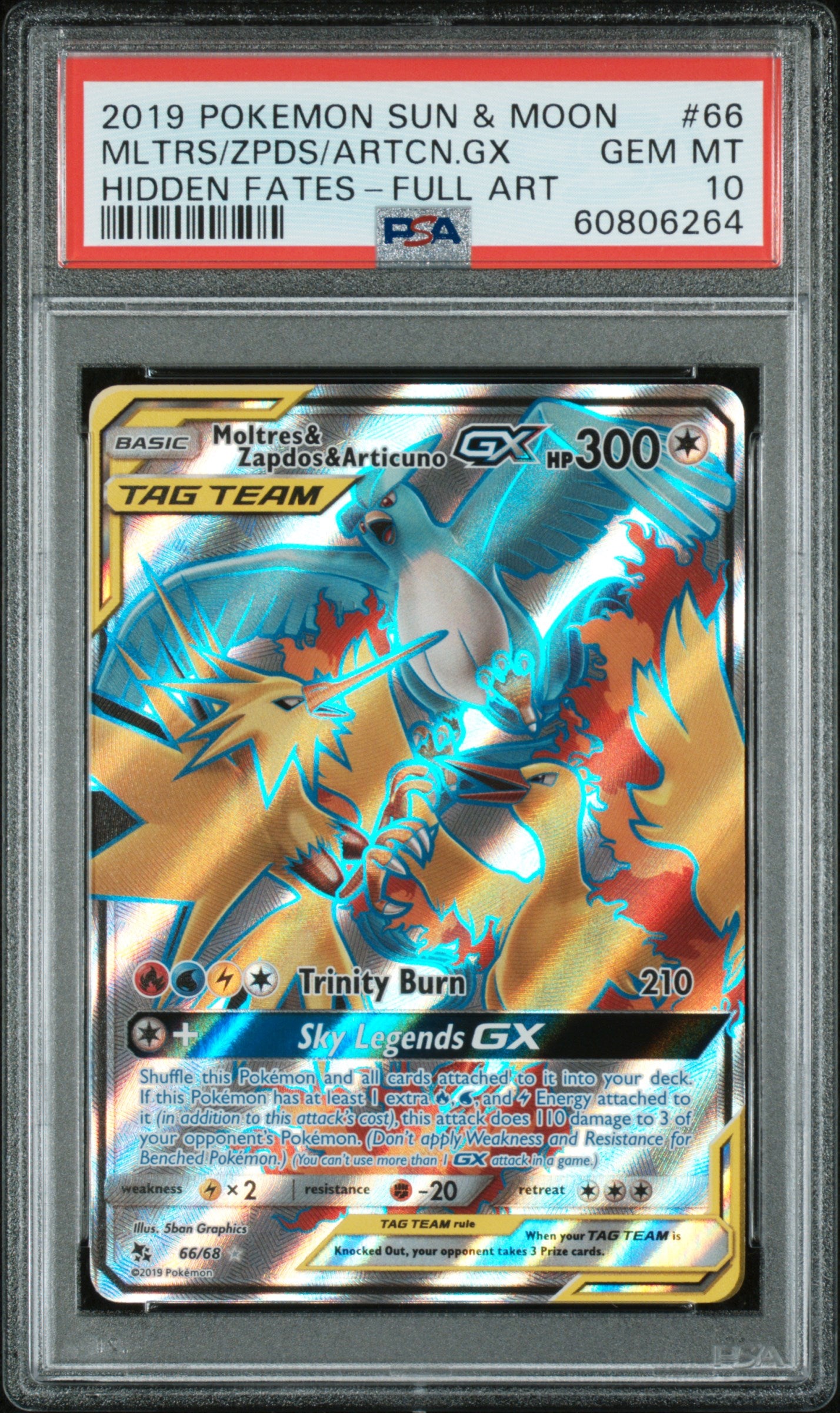 PSA 10 2019 MOLTRES & ZAPDOS & ARTICUNO GX 66/68 HIDDEN FATES