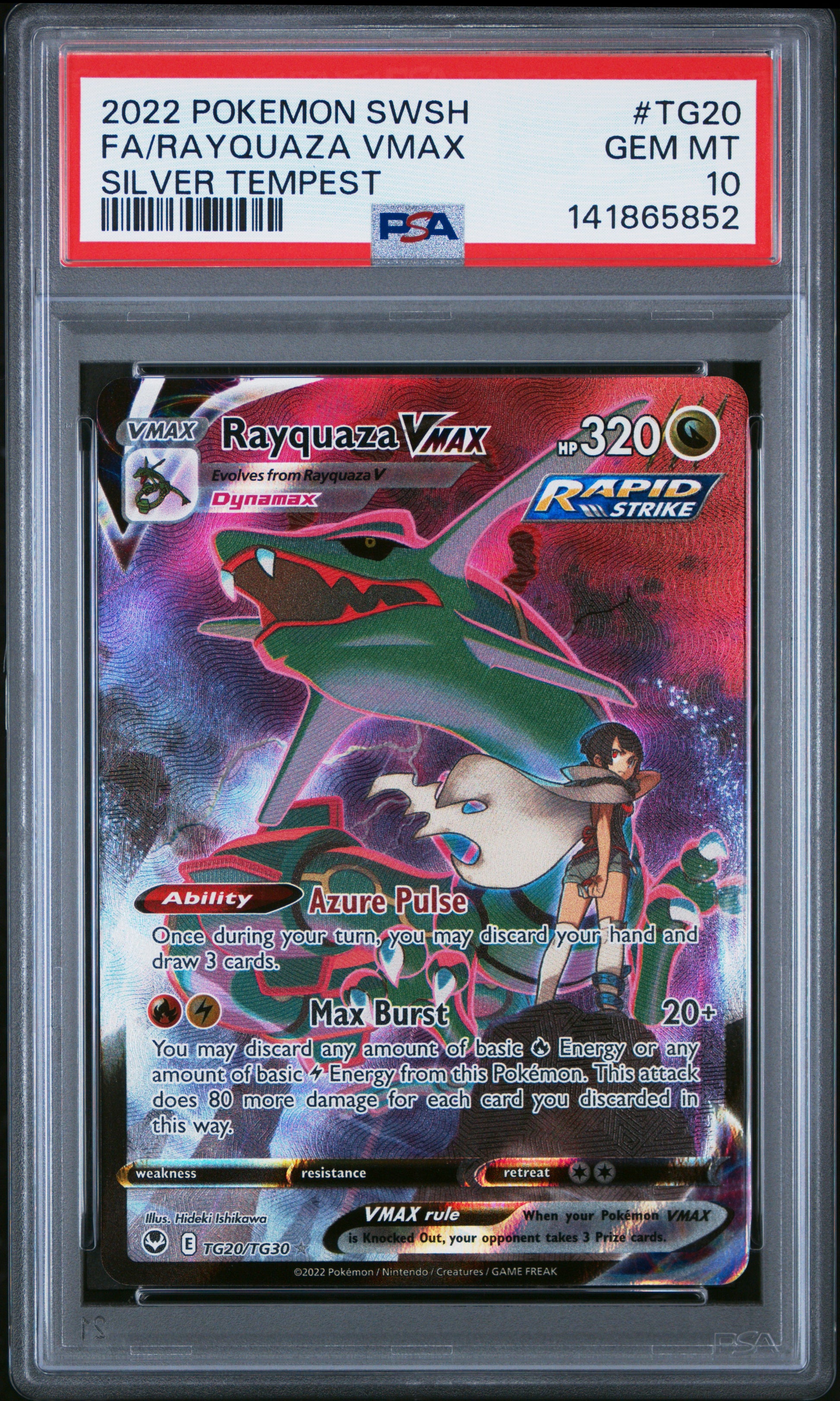 PSA 10 2022 RAYQUAZA VMAX TG20 SILVER TEMPEST